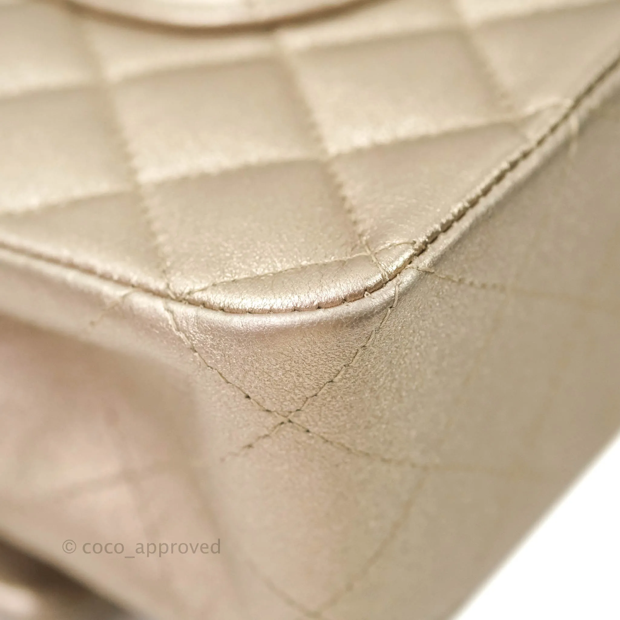 Chanel Classic M/L Medium Double Flap Metallic Bronze Lambskin Matte Silver Hardware
