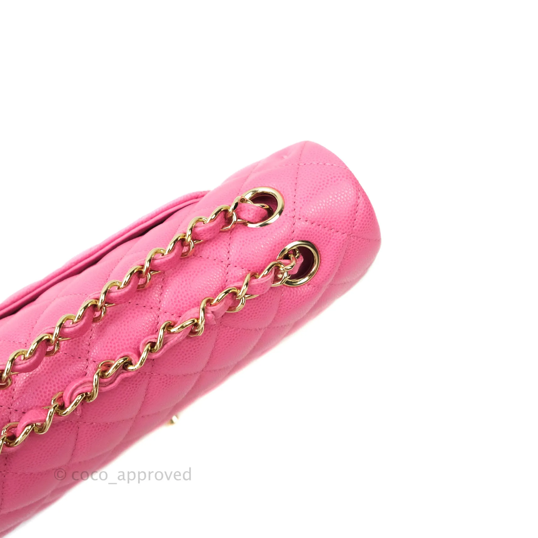 Chanel Classic M/L Medium Double Flap Pink Caviar Gold Hardware