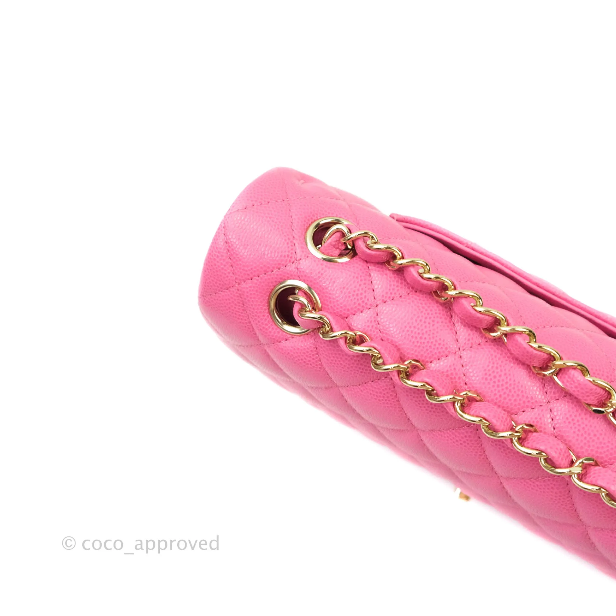 Chanel Classic M/L Medium Double Flap Pink Caviar Gold Hardware