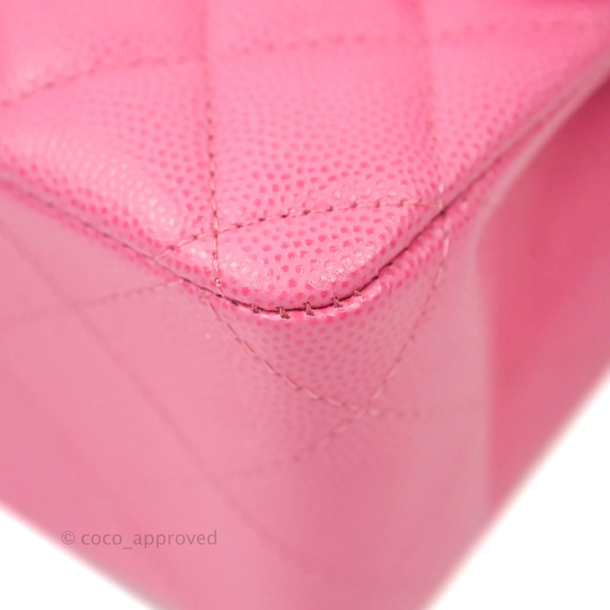 Chanel Classic M/L Medium Double Flap Pink Caviar Gold Hardware