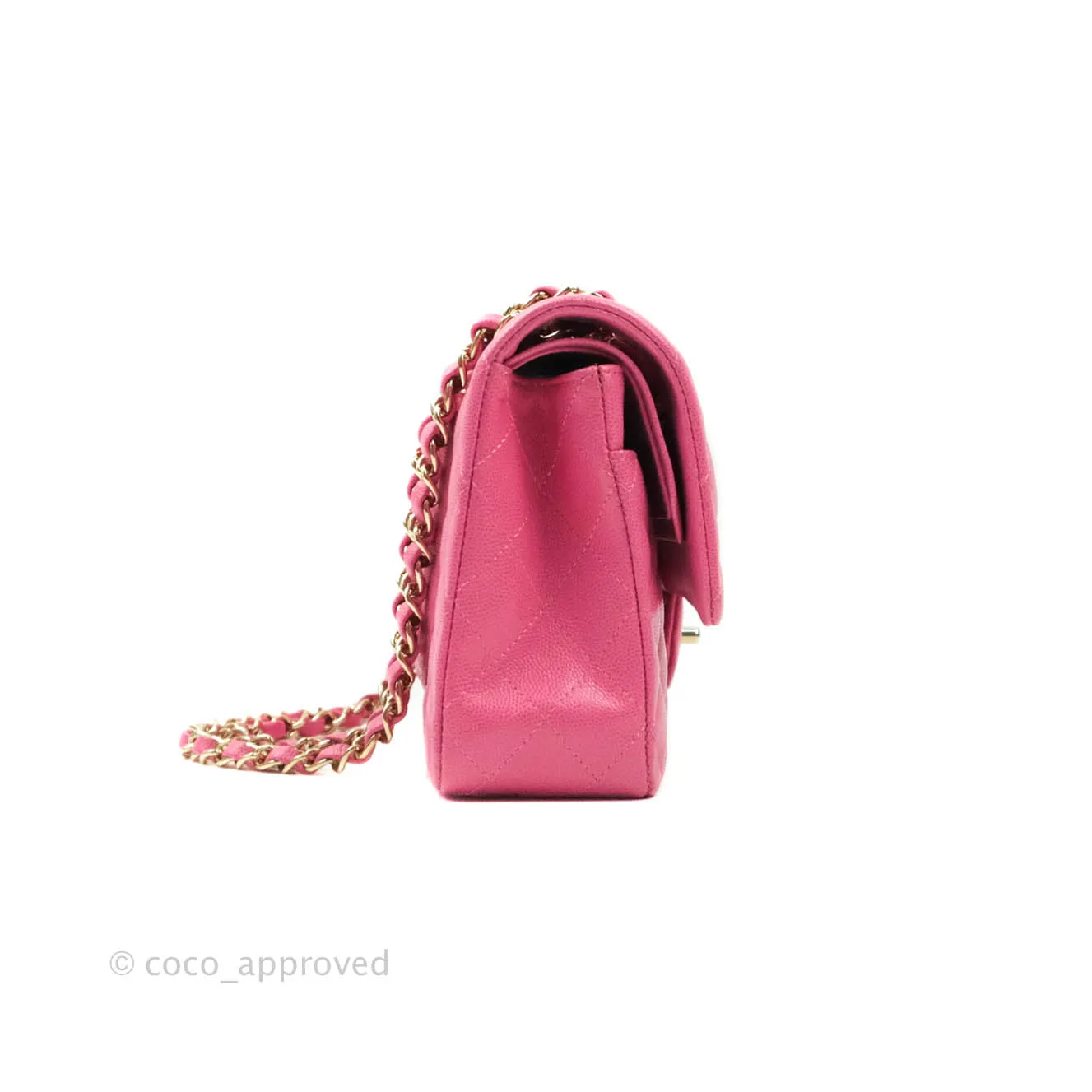 Chanel Classic M/L Medium Double Flap Pink Caviar Gold Hardware