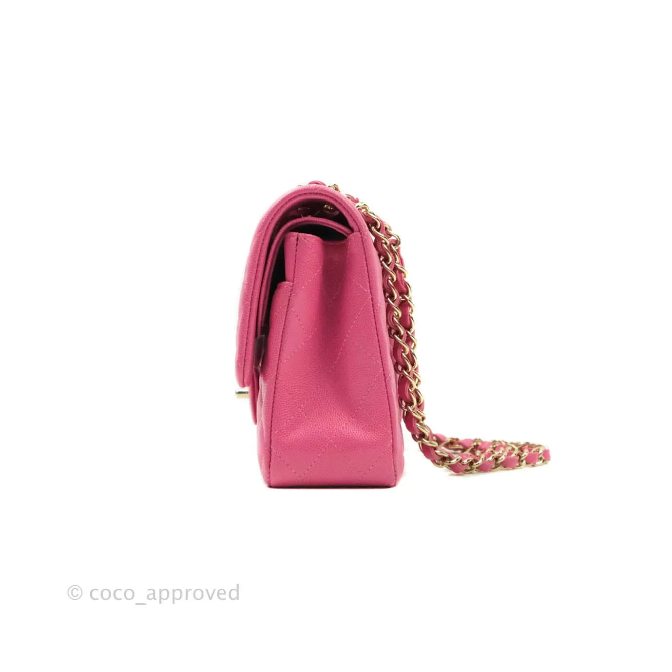 Chanel Classic M/L Medium Double Flap Pink Caviar Gold Hardware