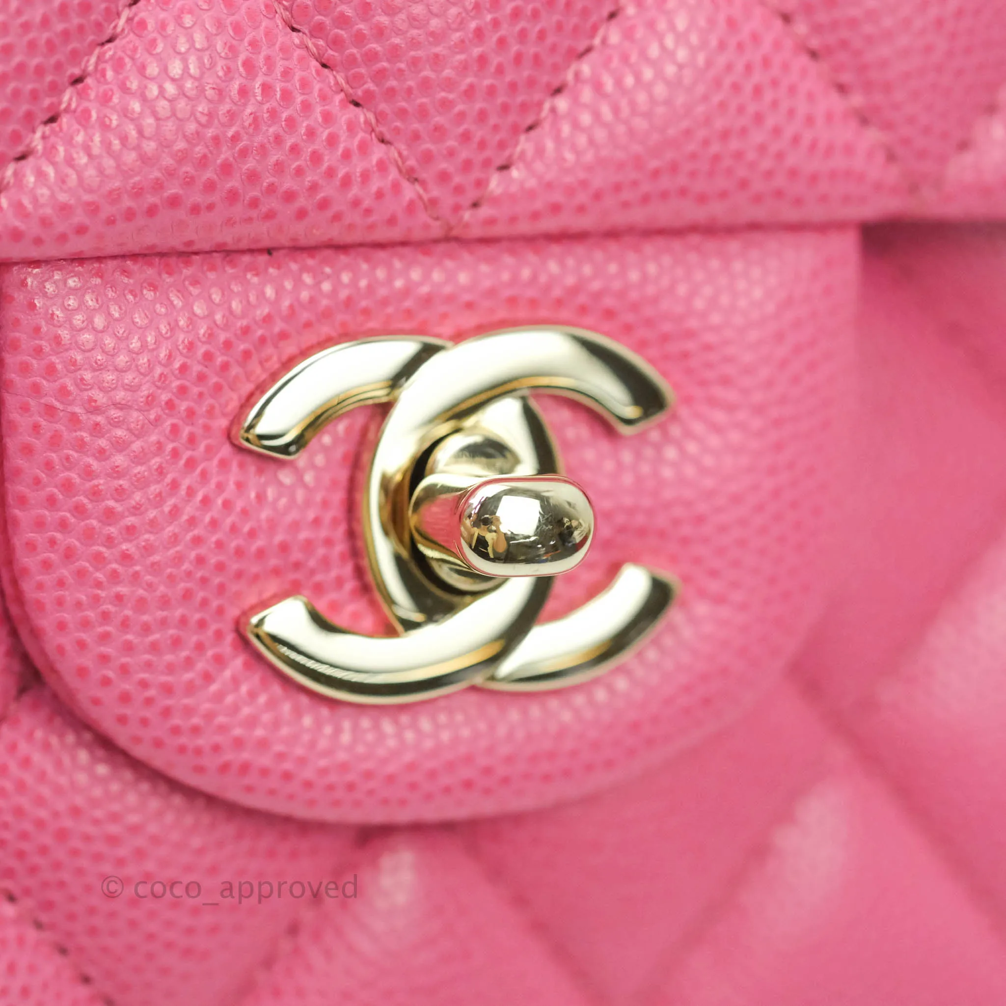 Chanel Classic M/L Medium Double Flap Pink Caviar Gold Hardware