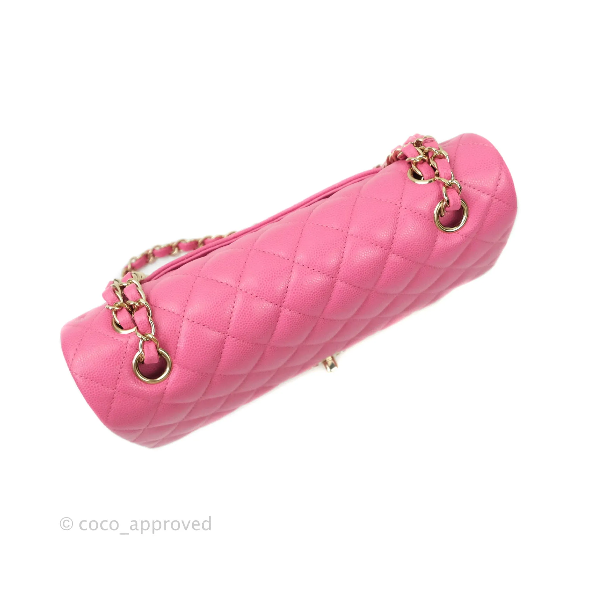 Chanel Classic M/L Medium Double Flap Pink Caviar Gold Hardware