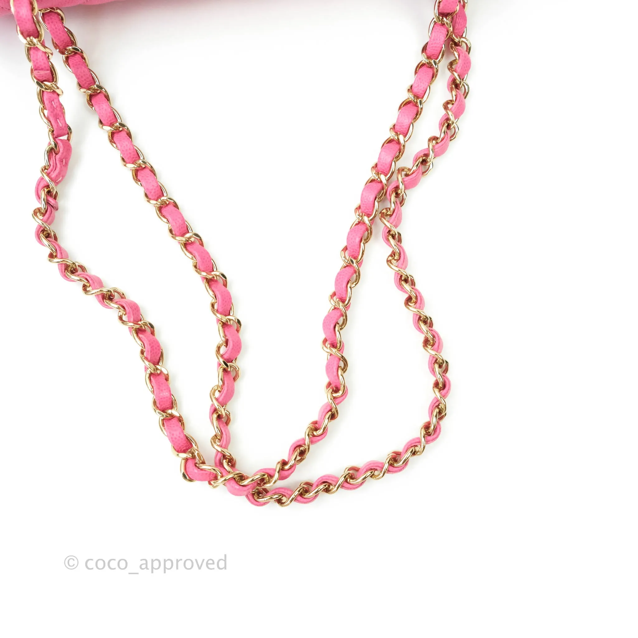 Chanel Classic M/L Medium Double Flap Pink Caviar Gold Hardware