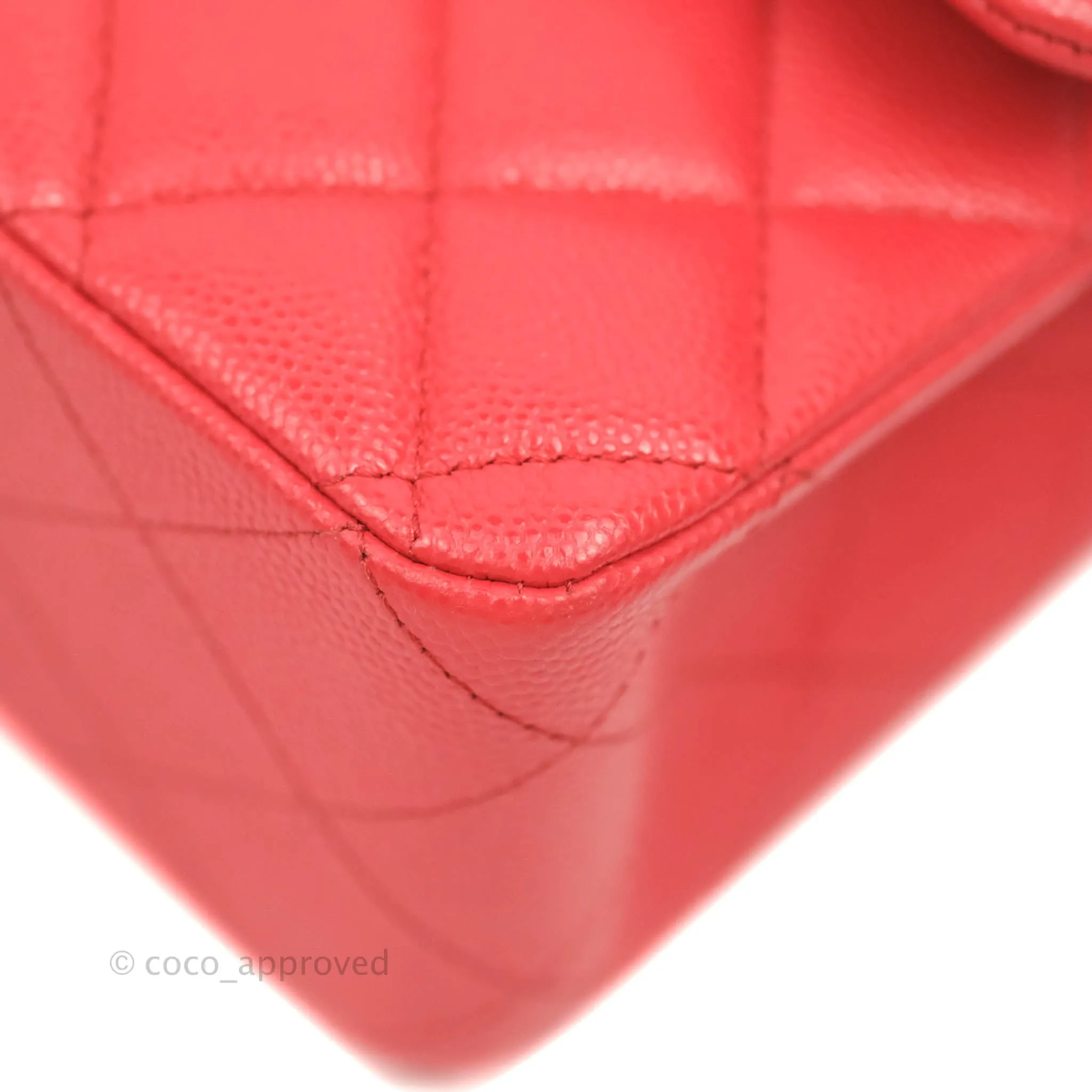 Chanel Classic M/L Medium Double Flap Red Caviar Gold Hardware 20C
