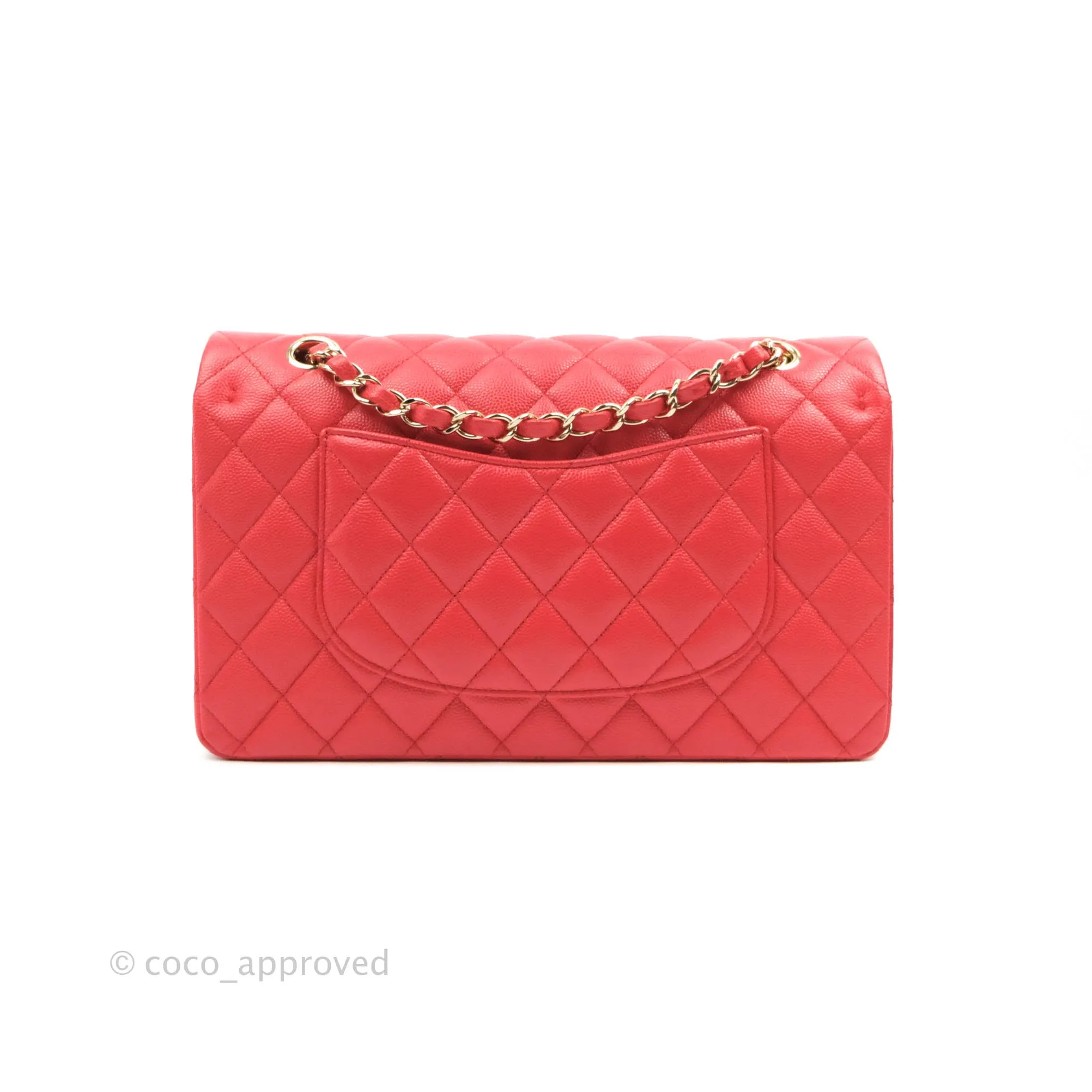 Chanel Classic M/L Medium Double Flap Red Caviar Gold Hardware 20C
