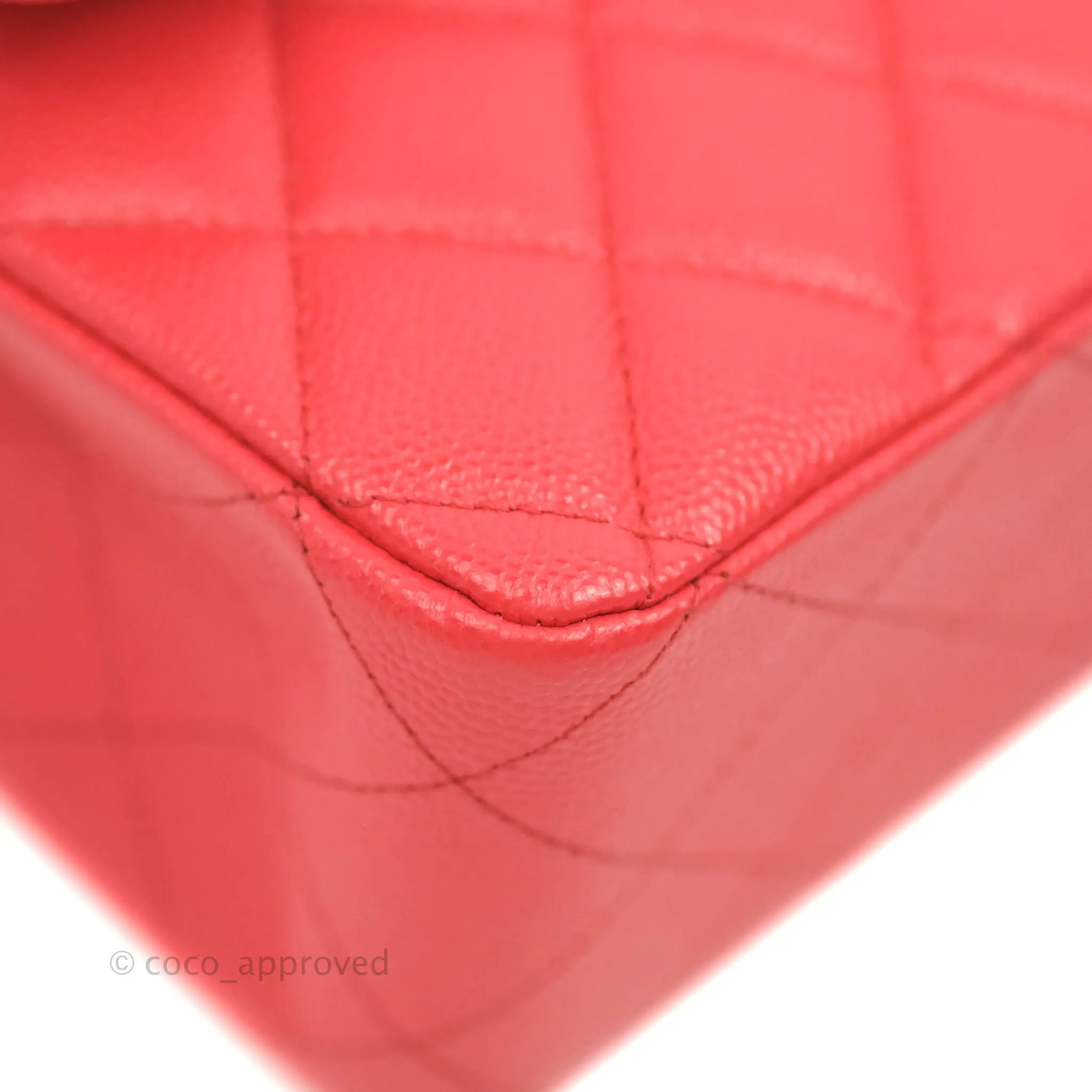 Chanel Classic M/L Medium Double Flap Red Caviar Gold Hardware 20C