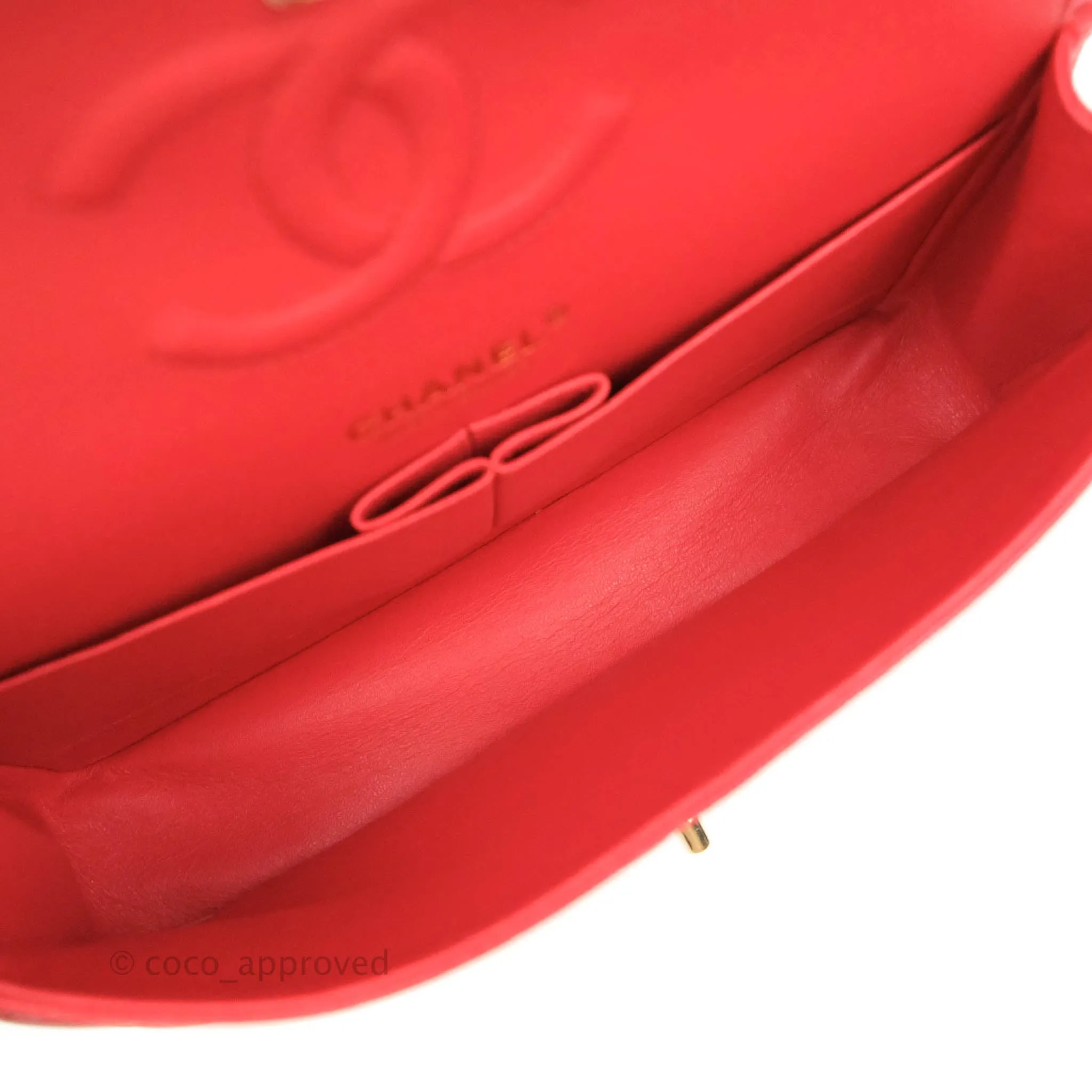 Chanel Classic M/L Medium Double Flap Red Caviar Gold Hardware 20C