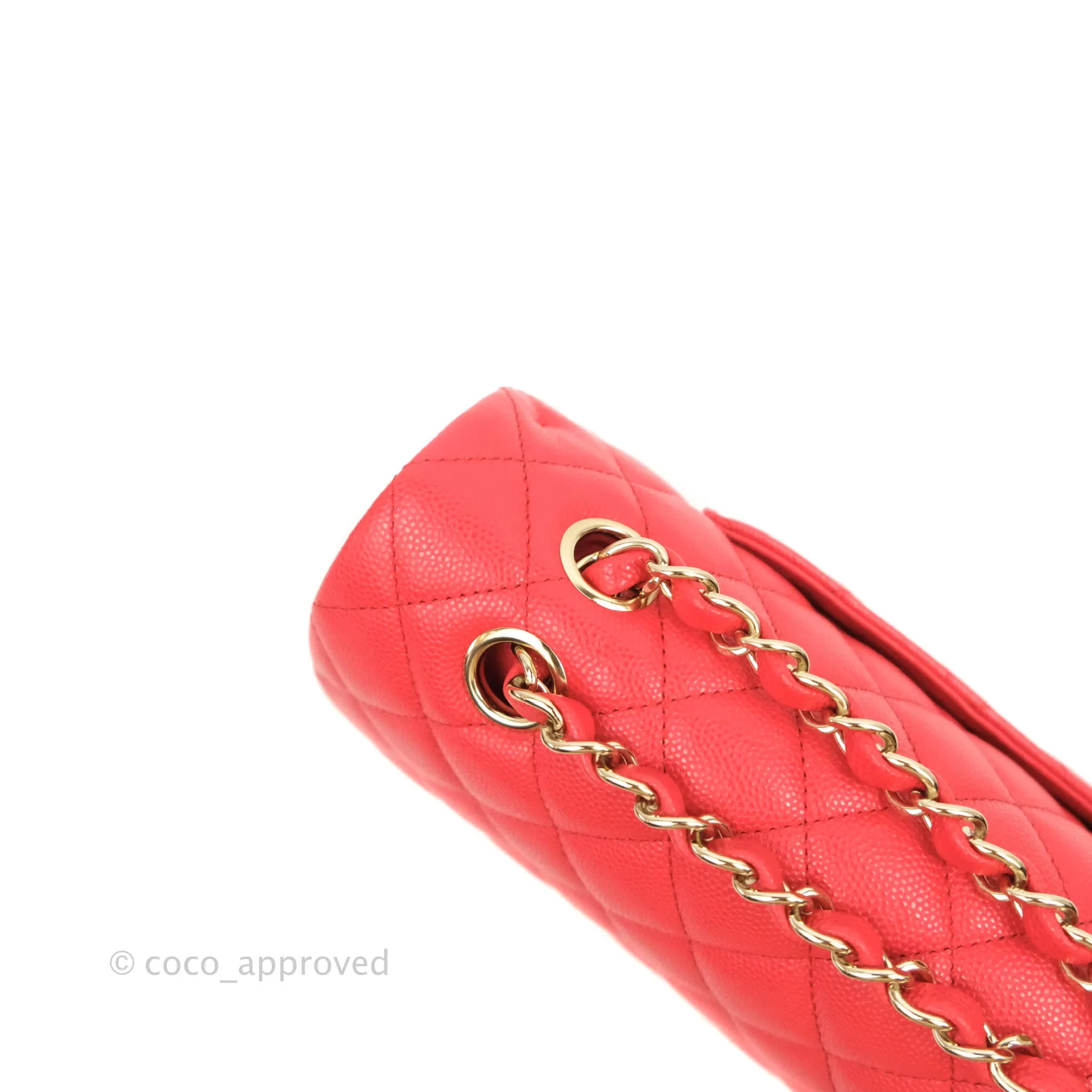 Chanel Classic M/L Medium Double Flap Red Caviar Gold Hardware 20C