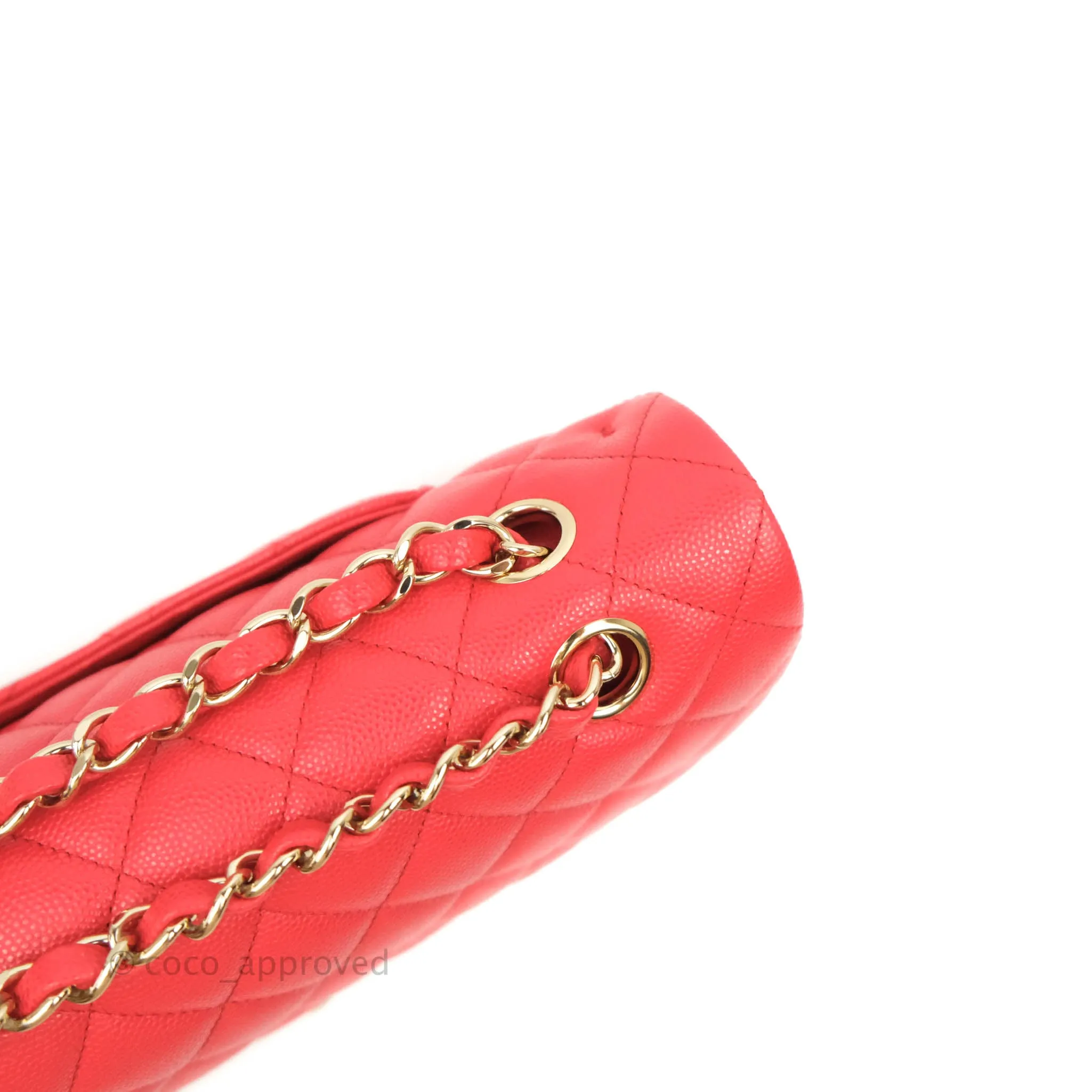 Chanel Classic M/L Medium Double Flap Red Caviar Gold Hardware 20C