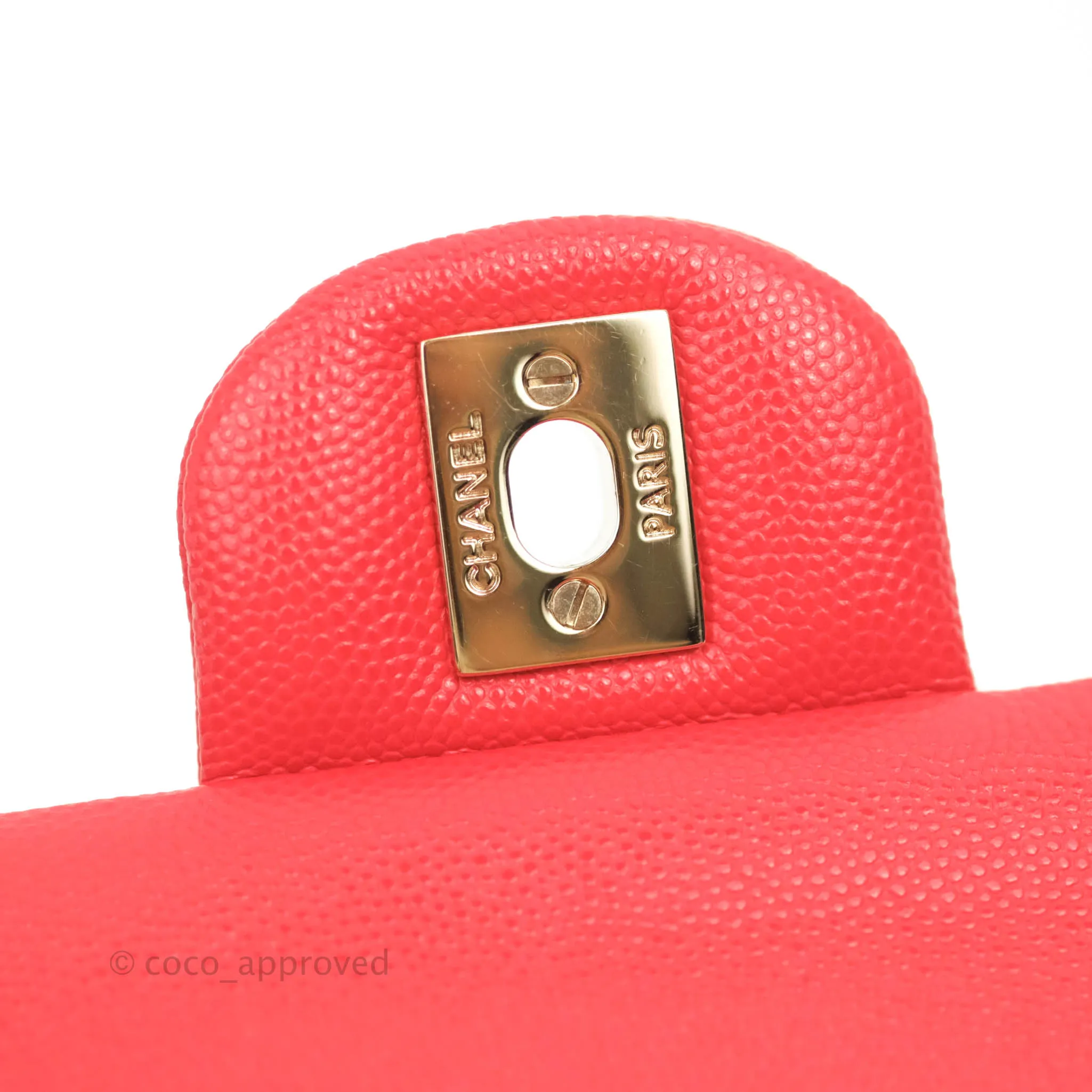 Chanel Classic M/L Medium Double Flap Red Caviar Gold Hardware 20C