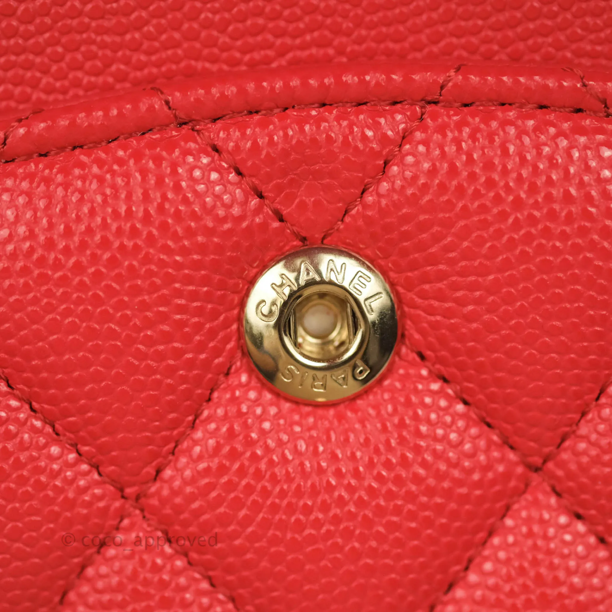 Chanel Classic M/L Medium Double Flap Red Caviar Gold Hardware 20C