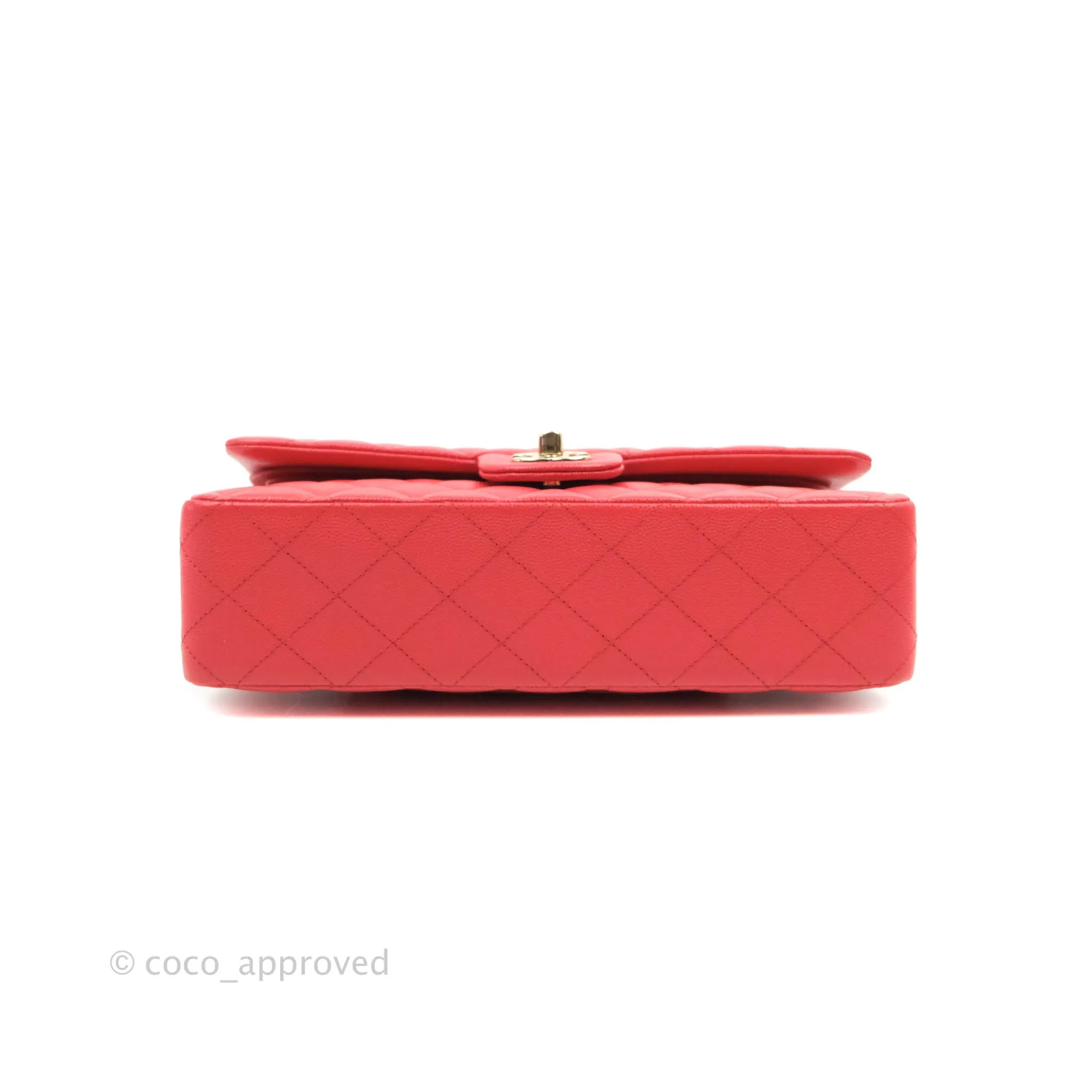 Chanel Classic M/L Medium Double Flap Red Caviar Gold Hardware 20C