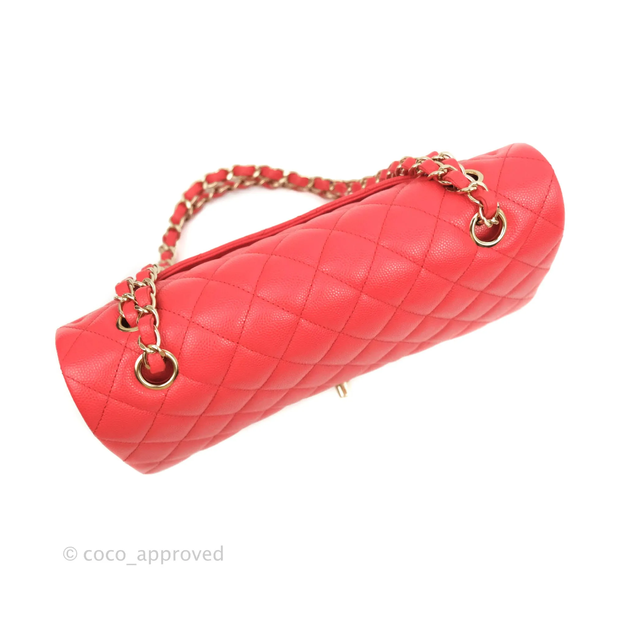 Chanel Classic M/L Medium Double Flap Red Caviar Gold Hardware 20C