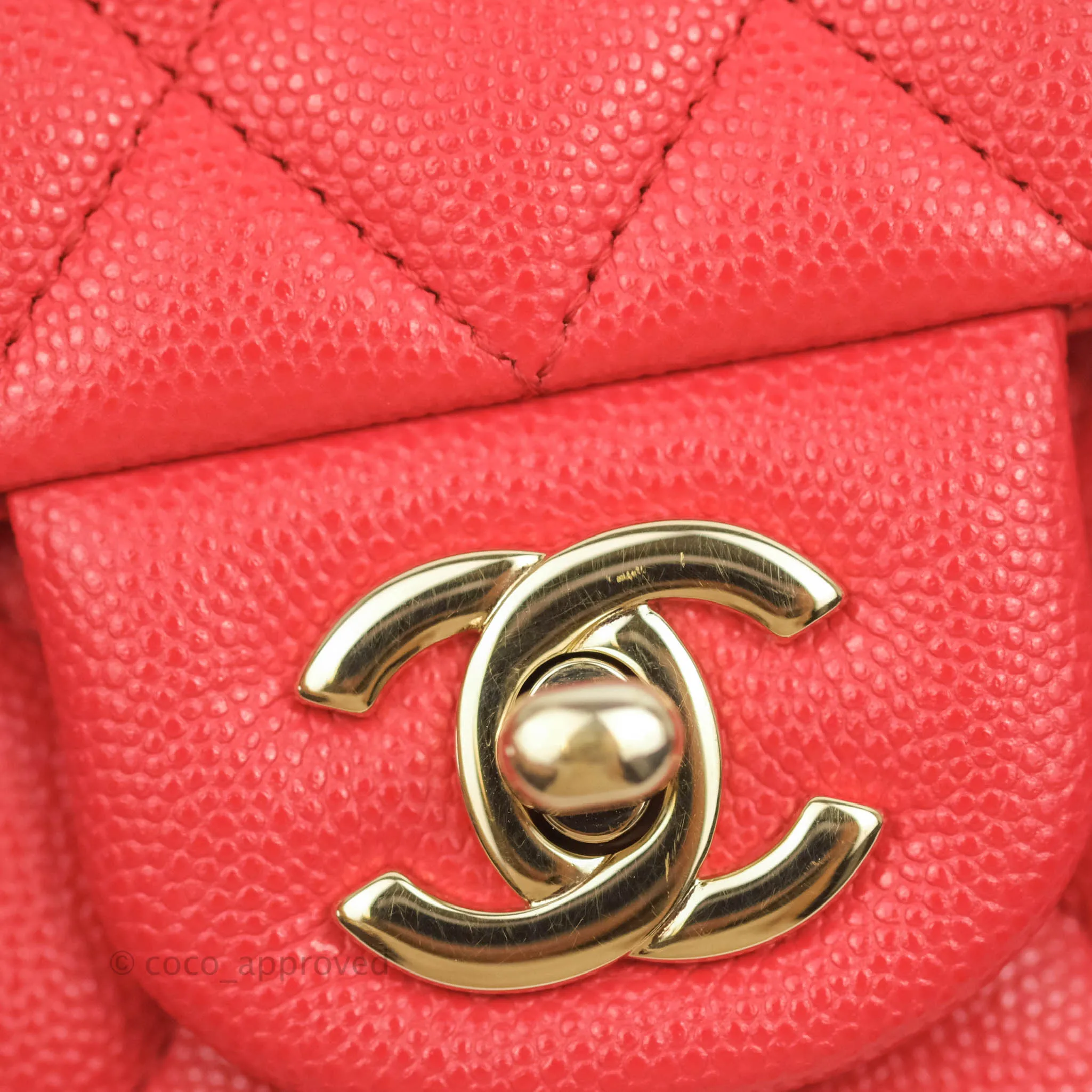 Chanel Classic M/L Medium Double Flap Red Caviar Gold Hardware 20C