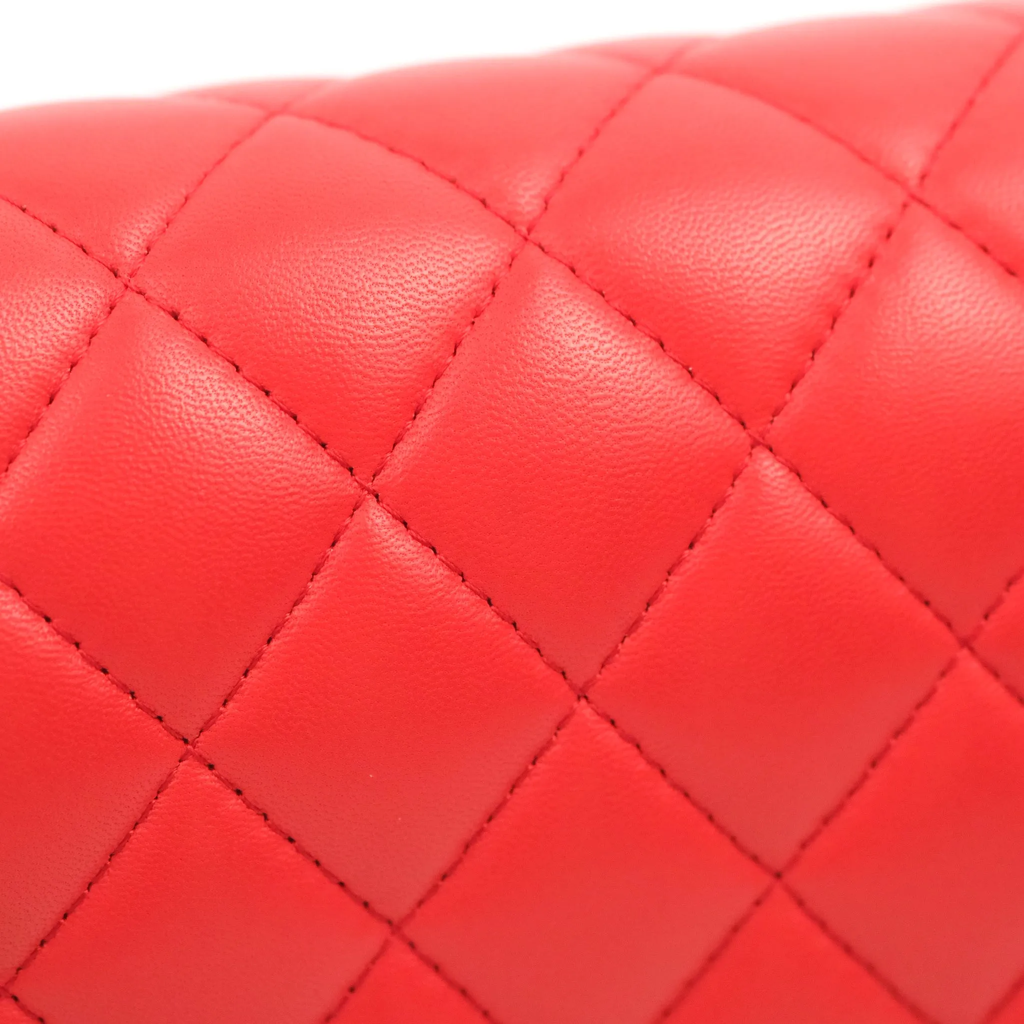 Chanel Classic M/L Medium Double Flap Red Lambskin Gold Hardware