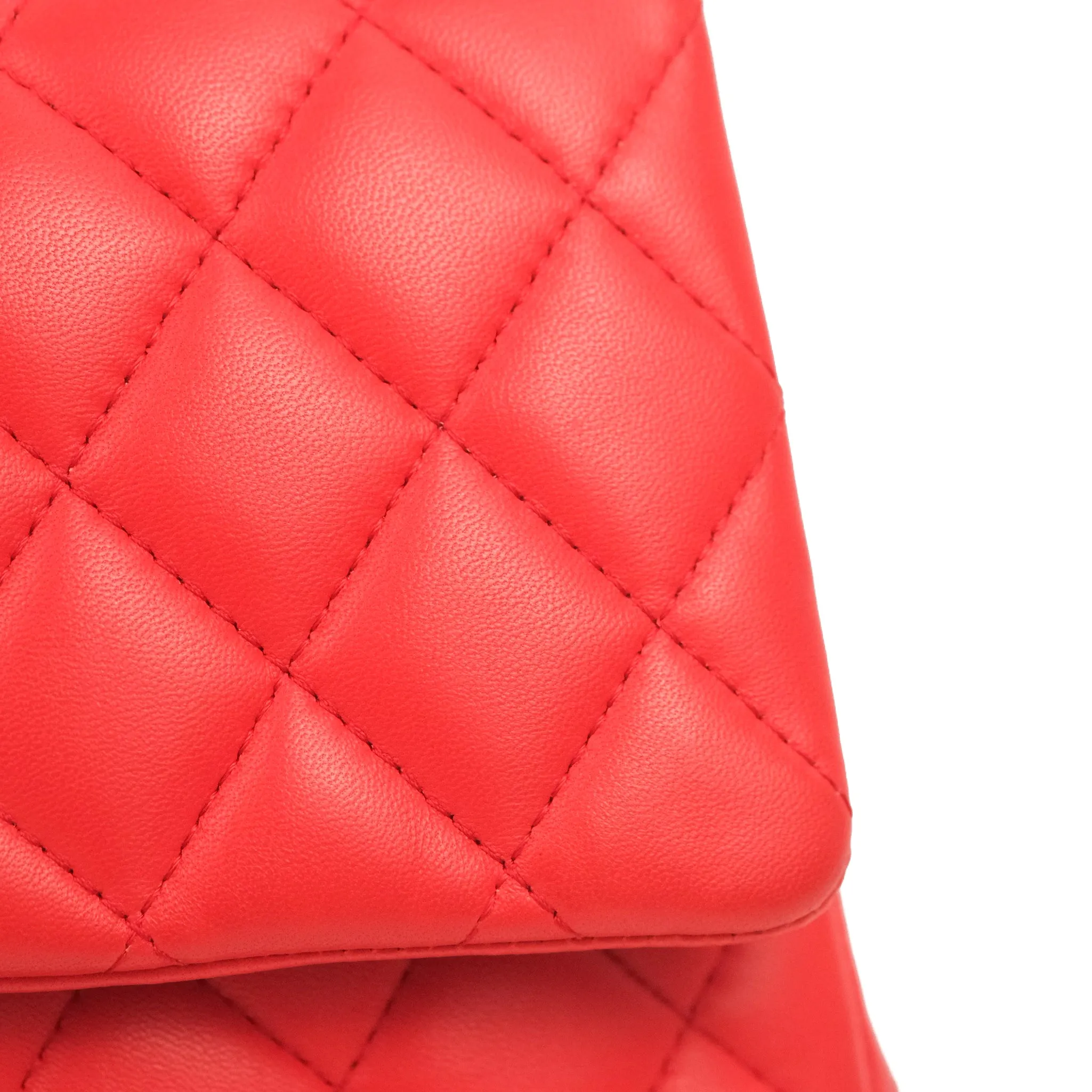 Chanel Classic M/L Medium Double Flap Red Lambskin Gold Hardware