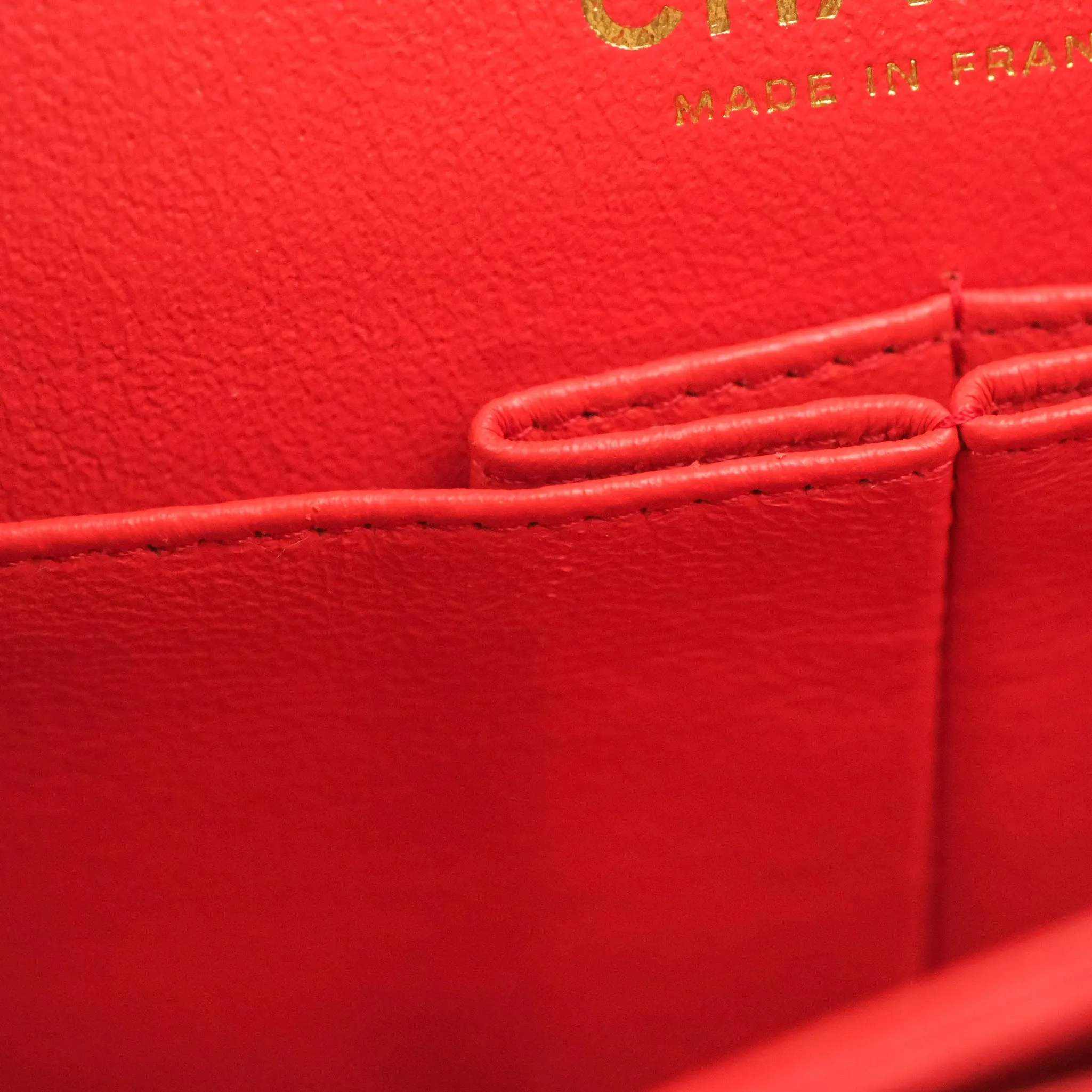 Chanel Classic M/L Medium Double Flap Red Lambskin Gold Hardware