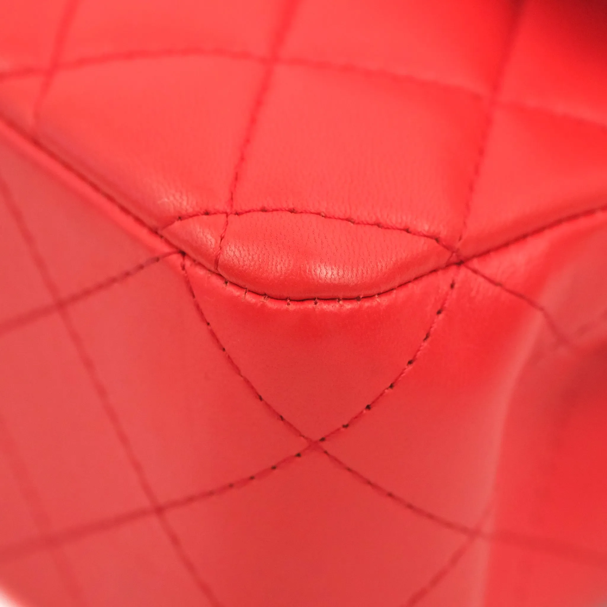 Chanel Classic M/L Medium Double Flap Red Lambskin Gold Hardware