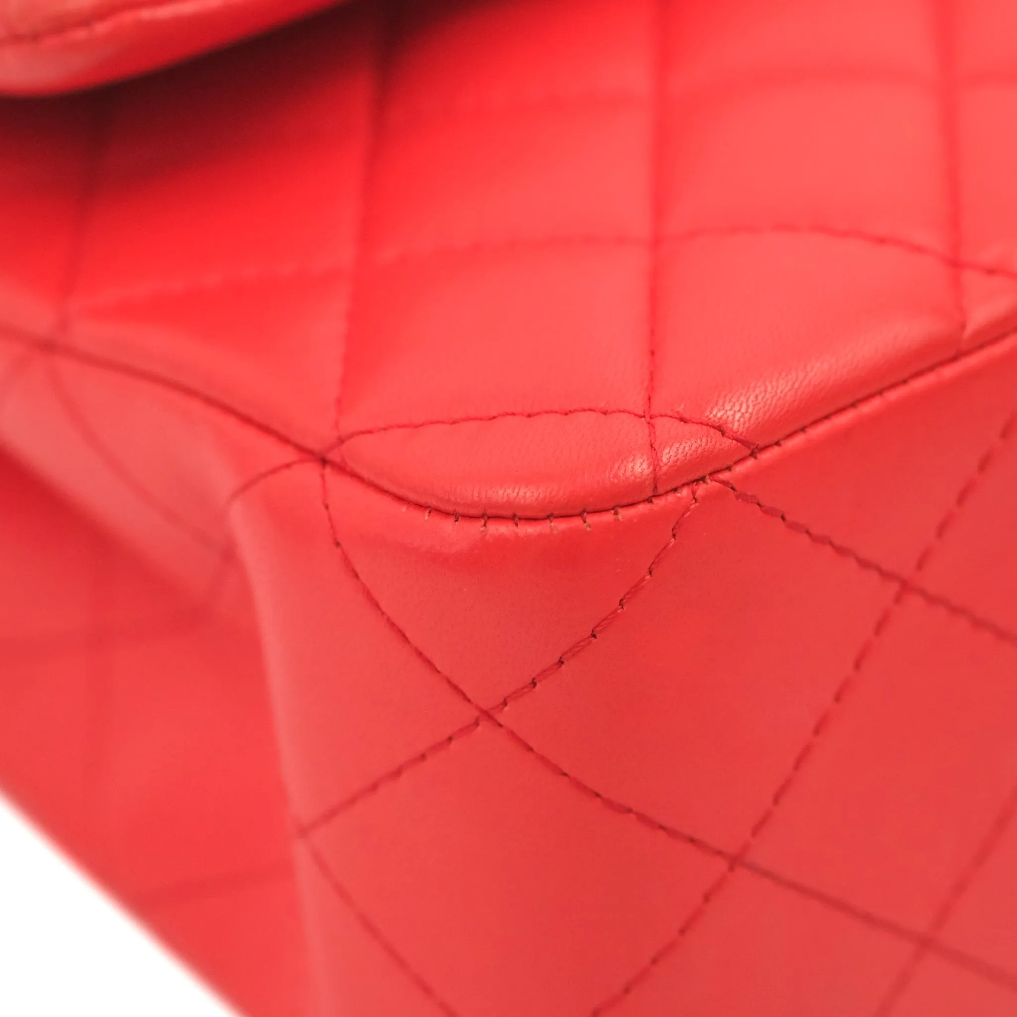 Chanel Classic M/L Medium Double Flap Red Lambskin Gold Hardware