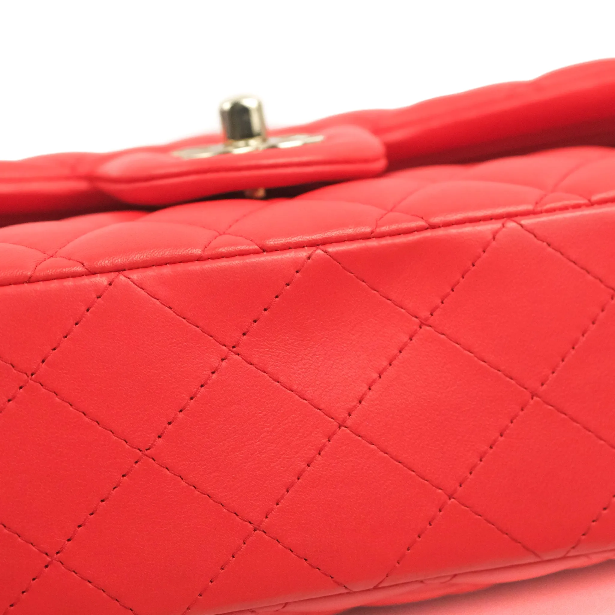 Chanel Classic M/L Medium Double Flap Red Lambskin Gold Hardware