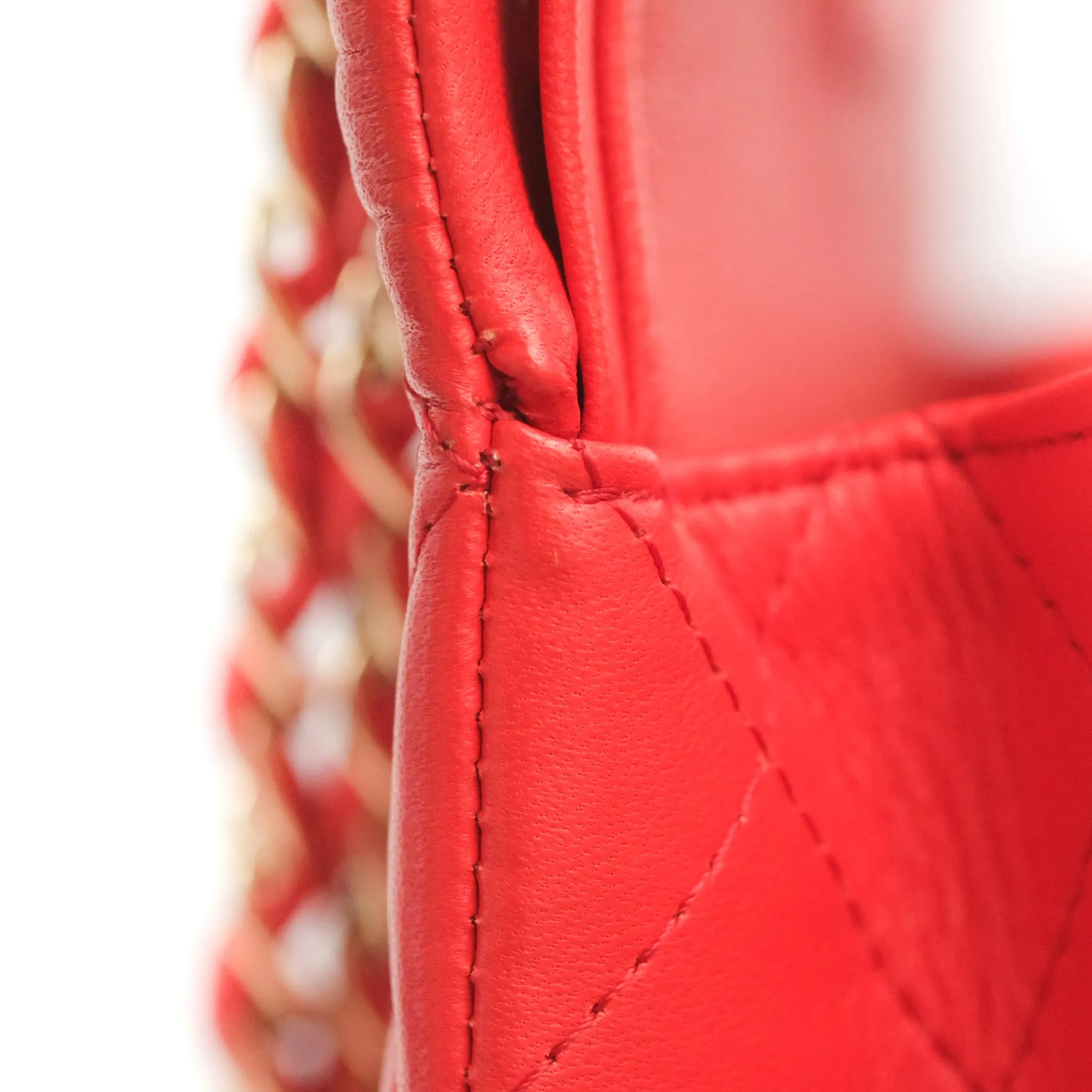 Chanel Classic M/L Medium Double Flap Red Lambskin Gold Hardware