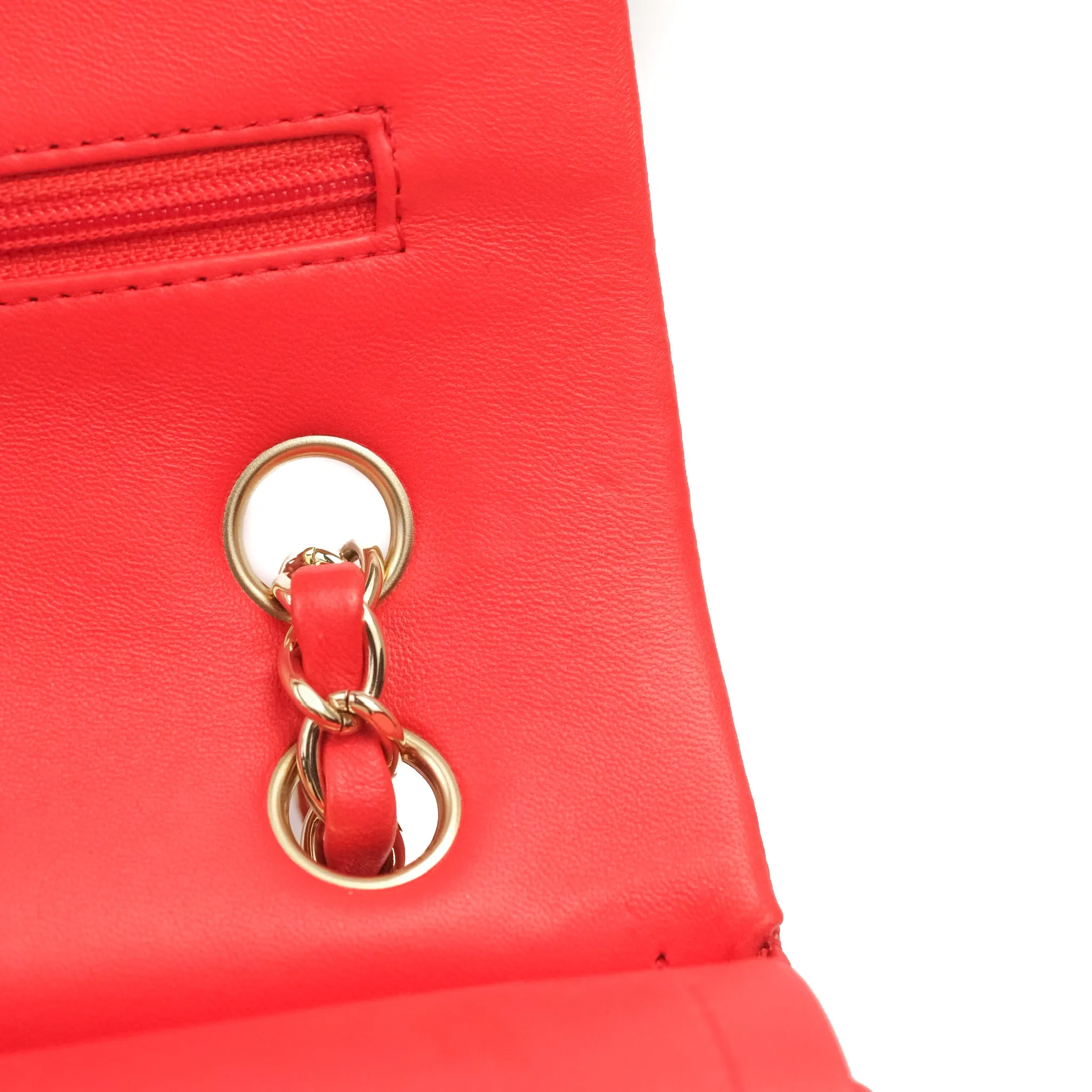 Chanel Classic M/L Medium Double Flap Red Lambskin Gold Hardware