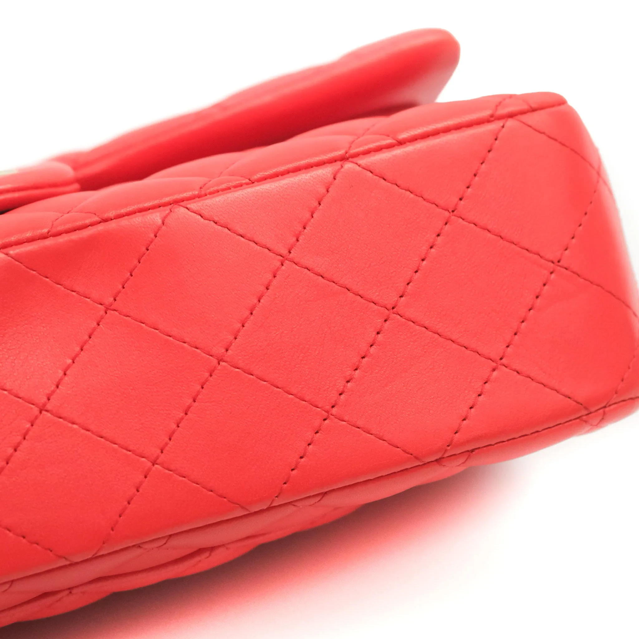 Chanel Classic M/L Medium Double Flap Red Lambskin Gold Hardware