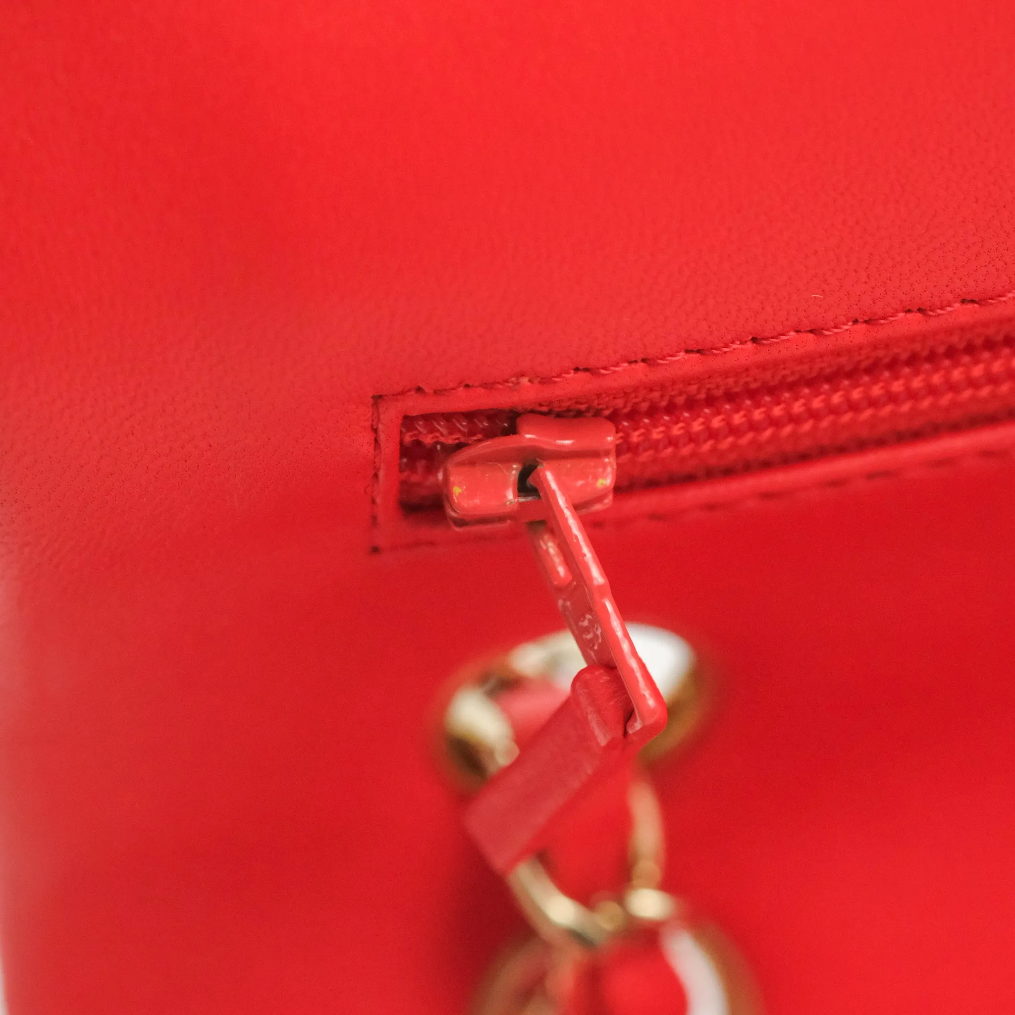Chanel Classic M/L Medium Double Flap Red Lambskin Gold Hardware