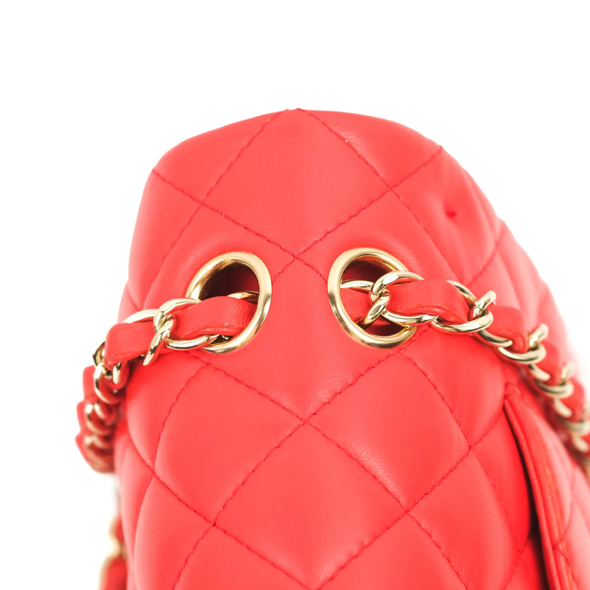 Chanel Classic M/L Medium Double Flap Red Lambskin Gold Hardware