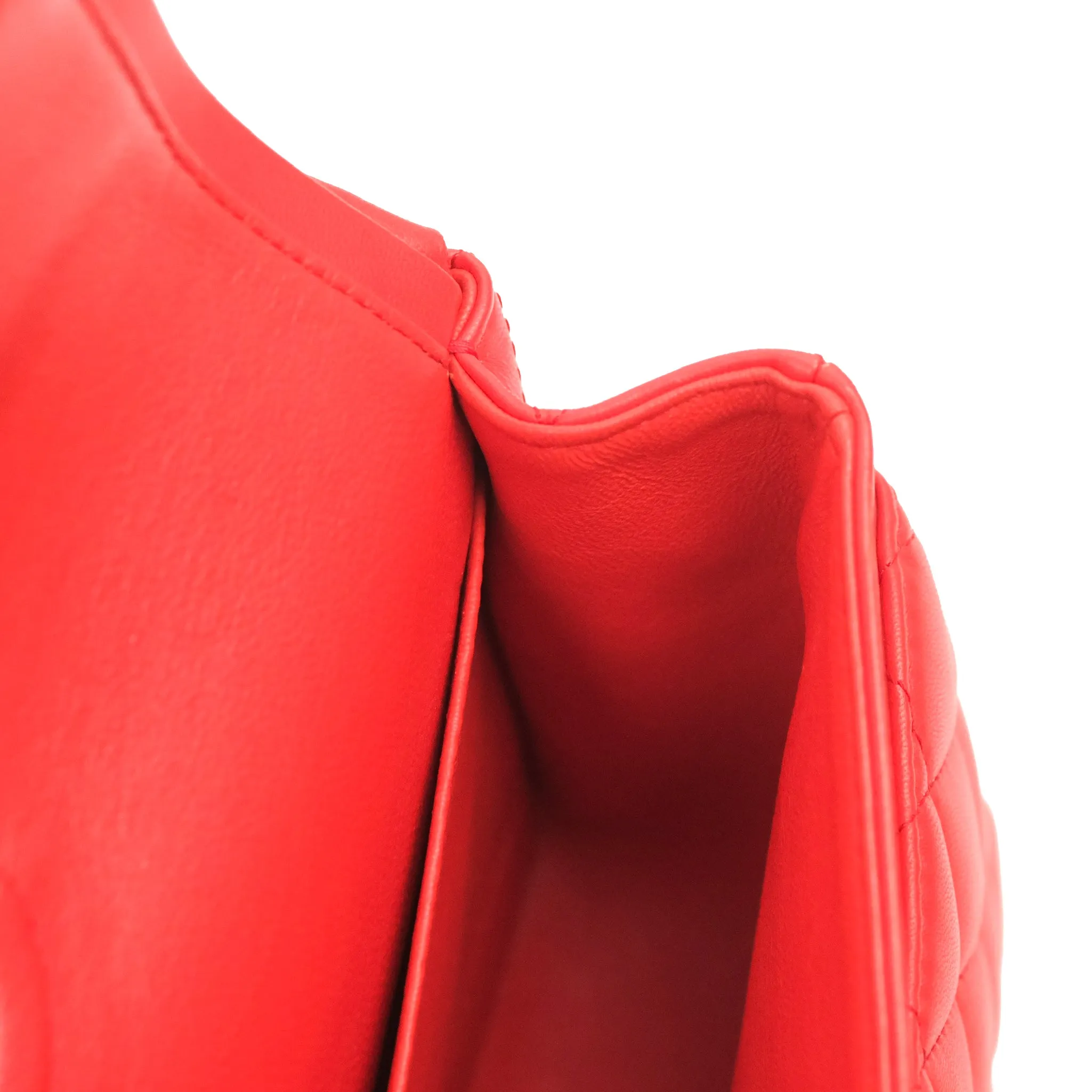 Chanel Classic M/L Medium Double Flap Red Lambskin Gold Hardware