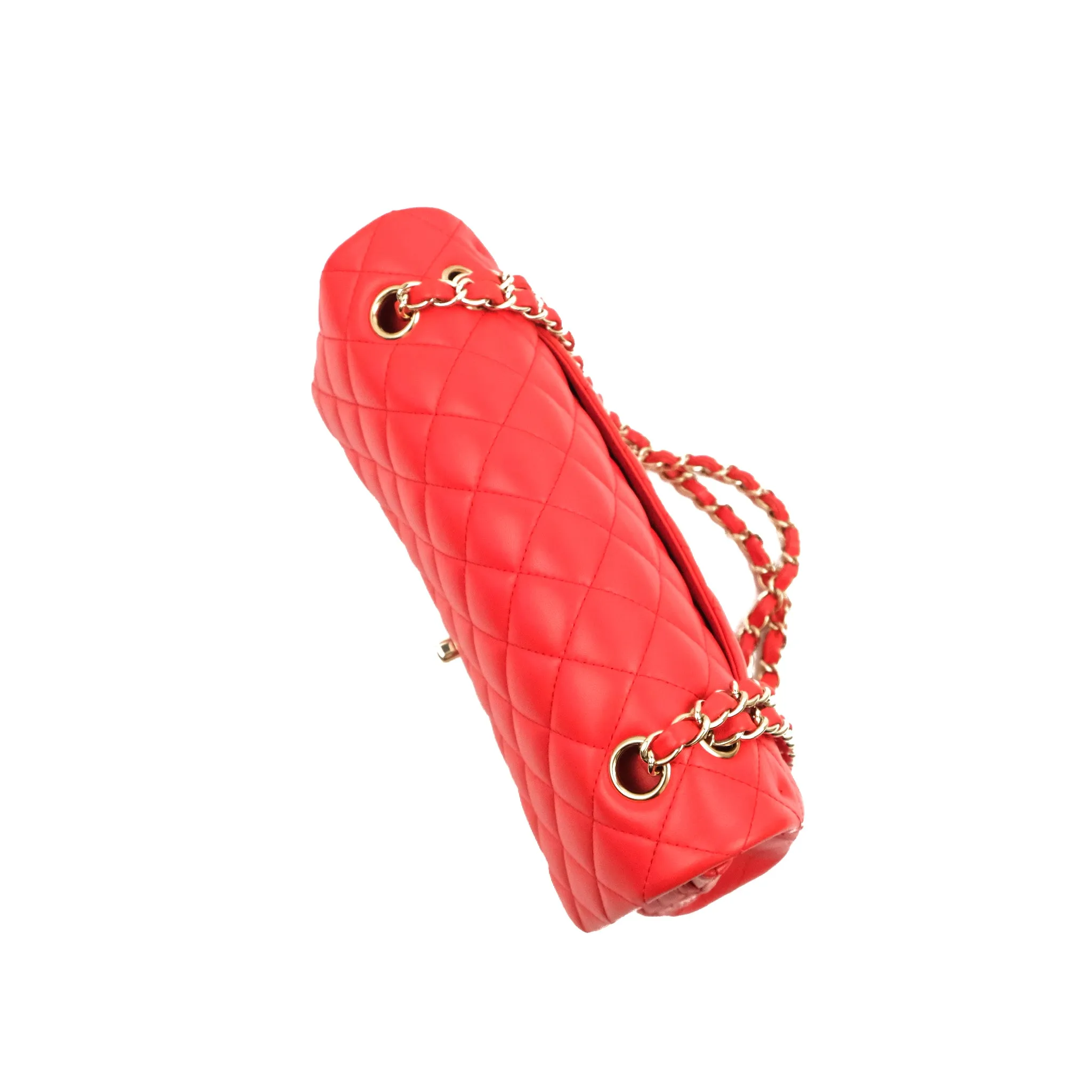 Chanel Classic M/L Medium Double Flap Red Lambskin Gold Hardware