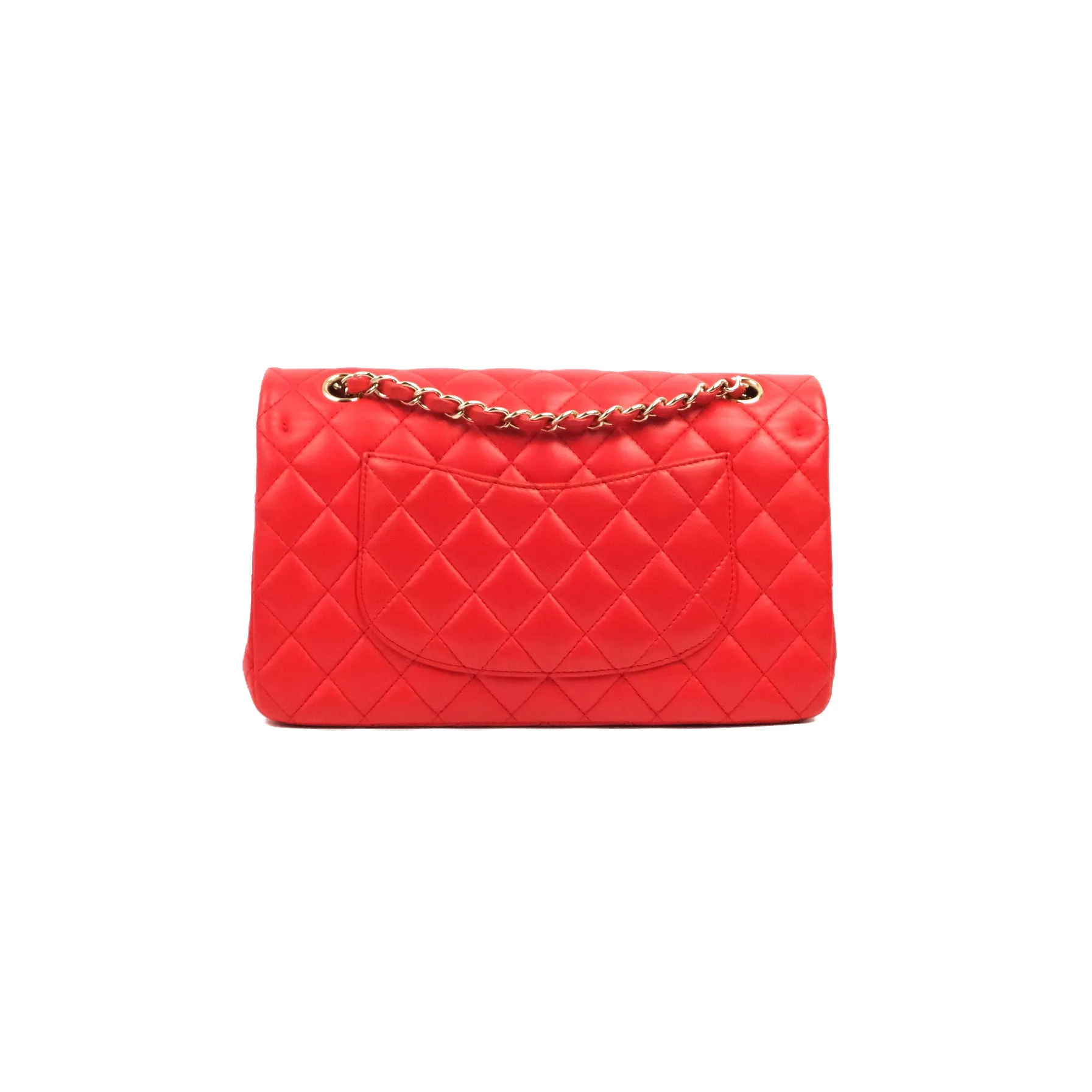 Chanel Classic M/L Medium Double Flap Red Lambskin Gold Hardware