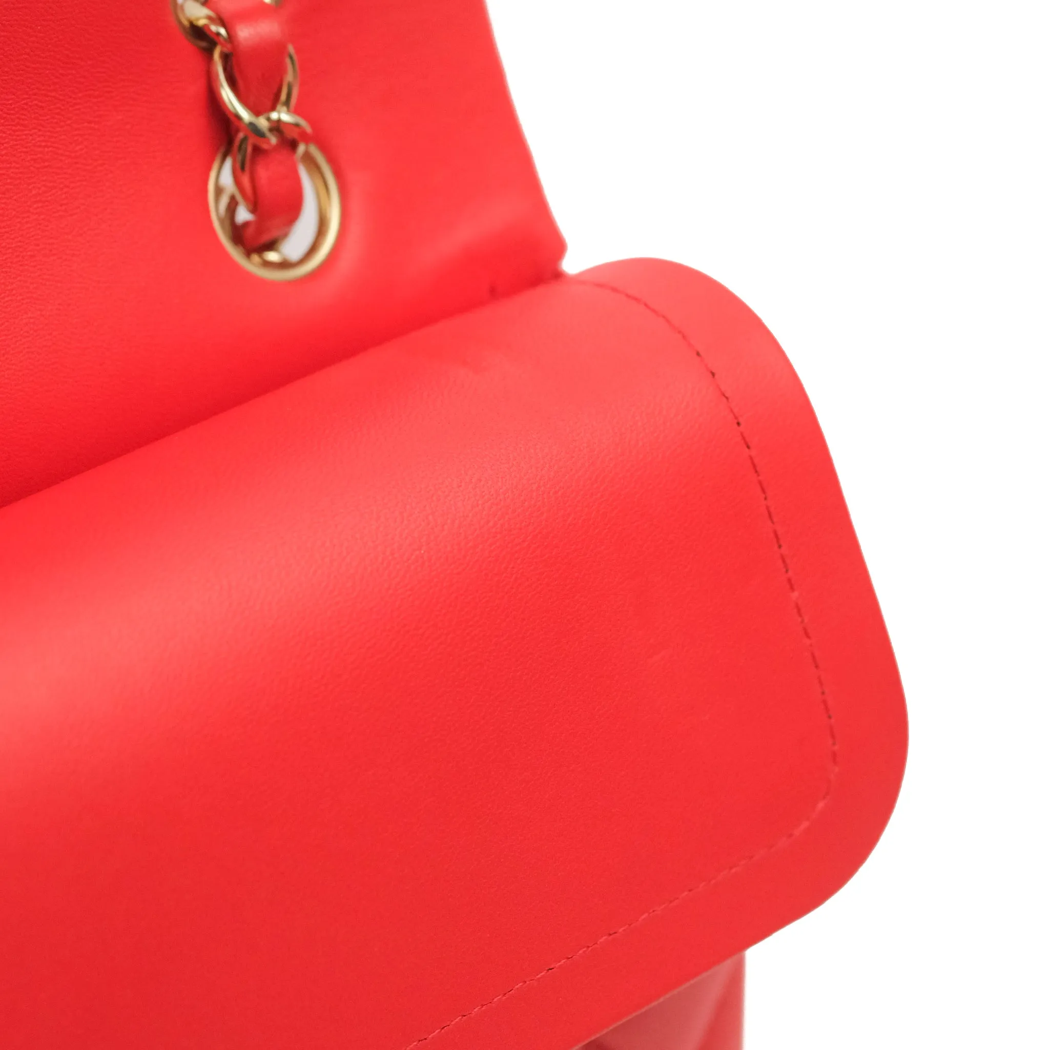 Chanel Classic M/L Medium Double Flap Red Lambskin Gold Hardware