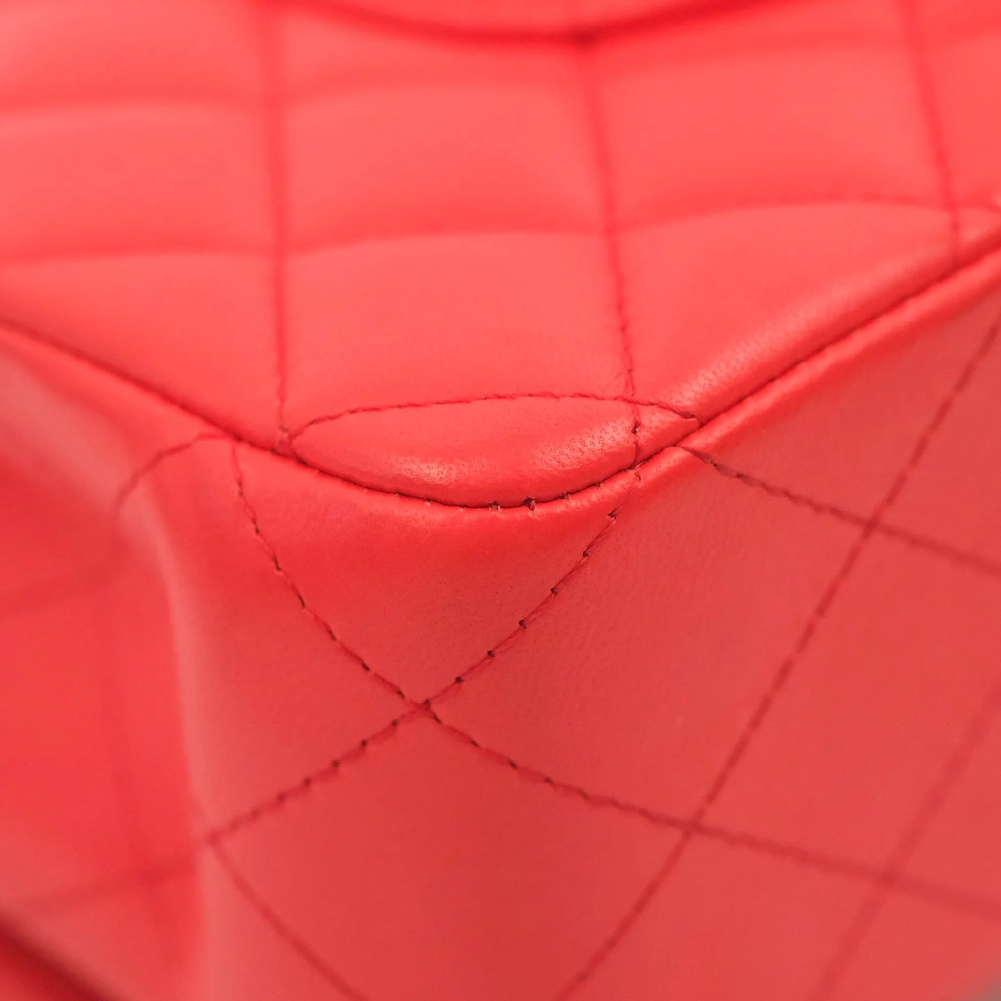 Chanel Classic M/L Medium Double Flap Red Lambskin Gold Hardware