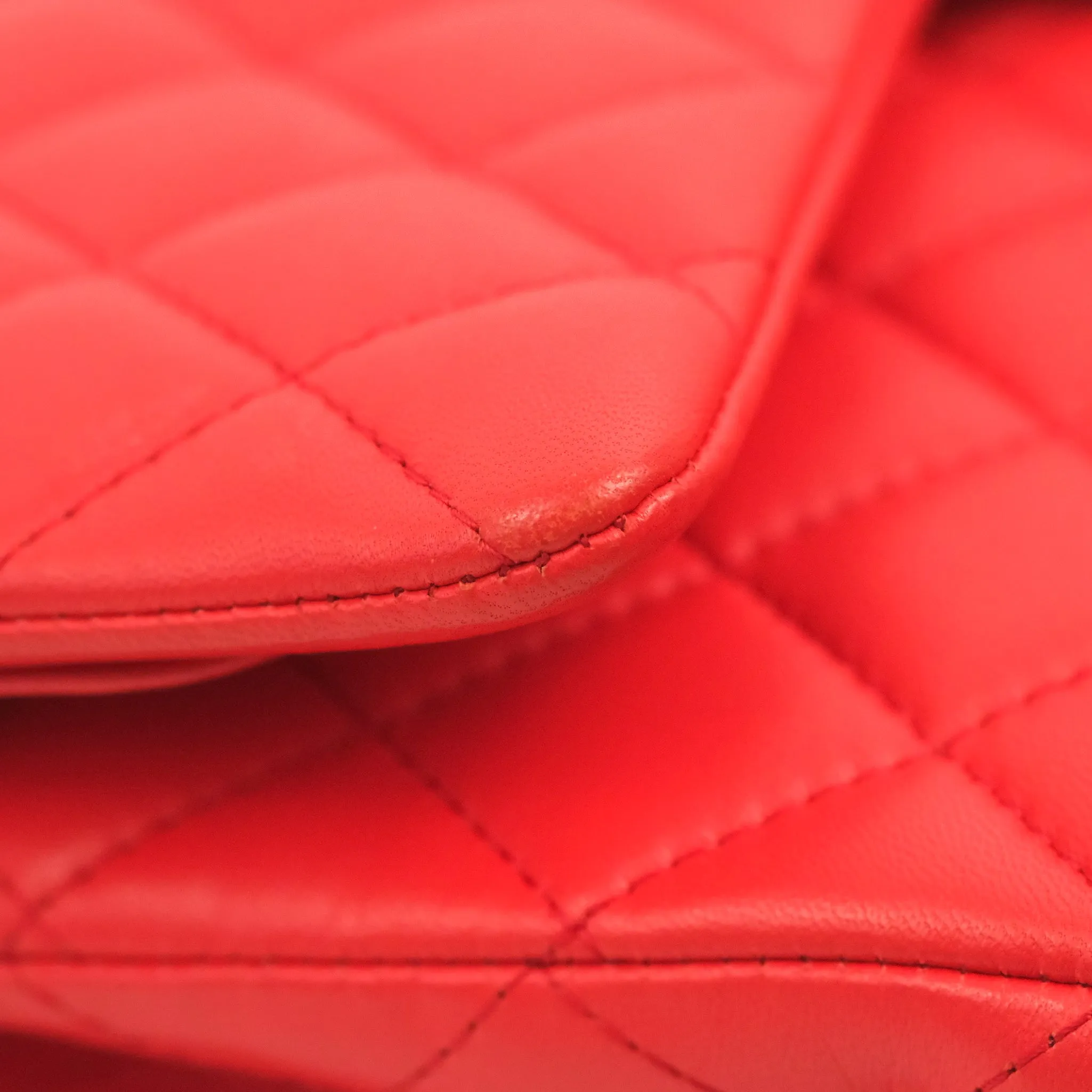 Chanel Classic M/L Medium Double Flap Red Lambskin Gold Hardware