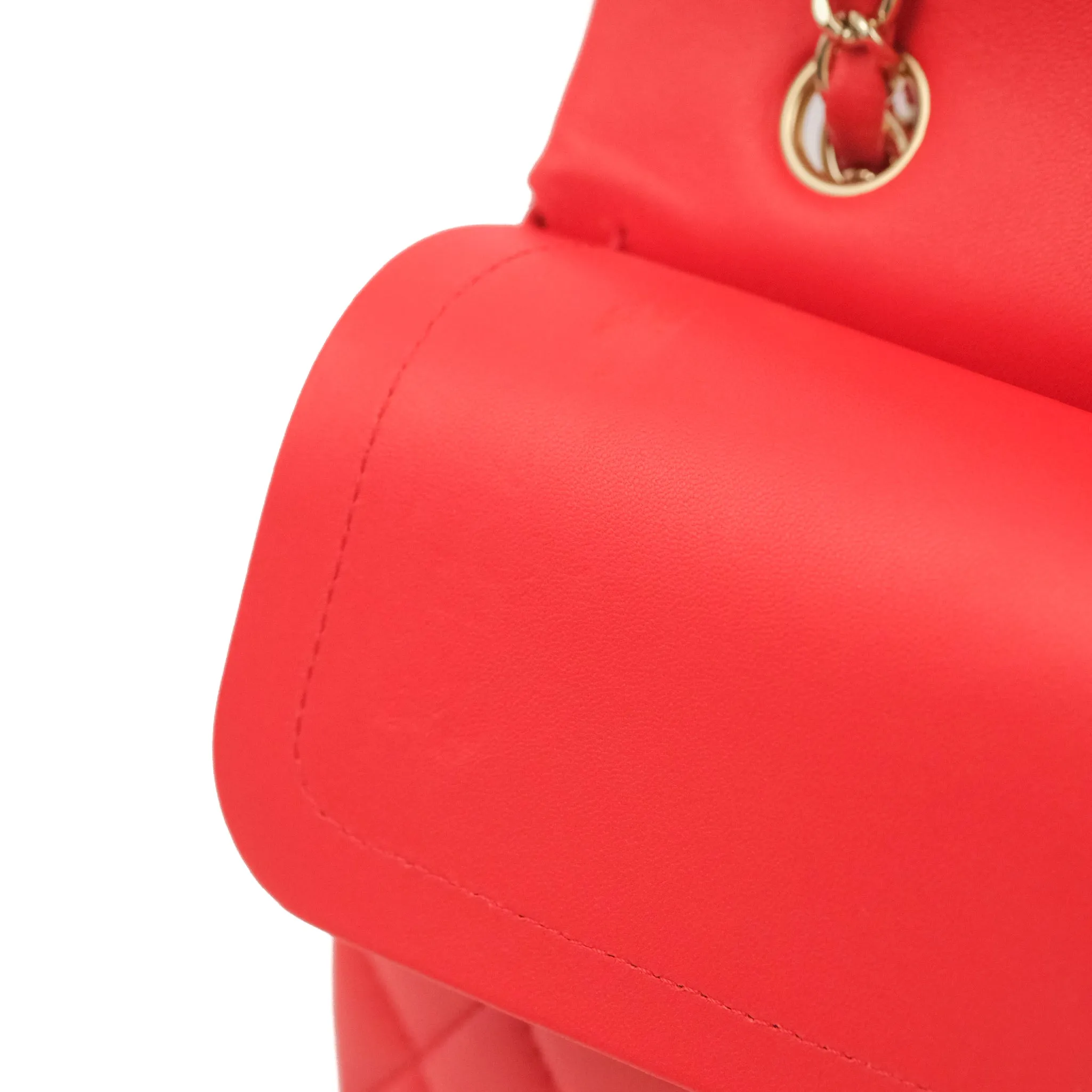 Chanel Classic M/L Medium Double Flap Red Lambskin Gold Hardware