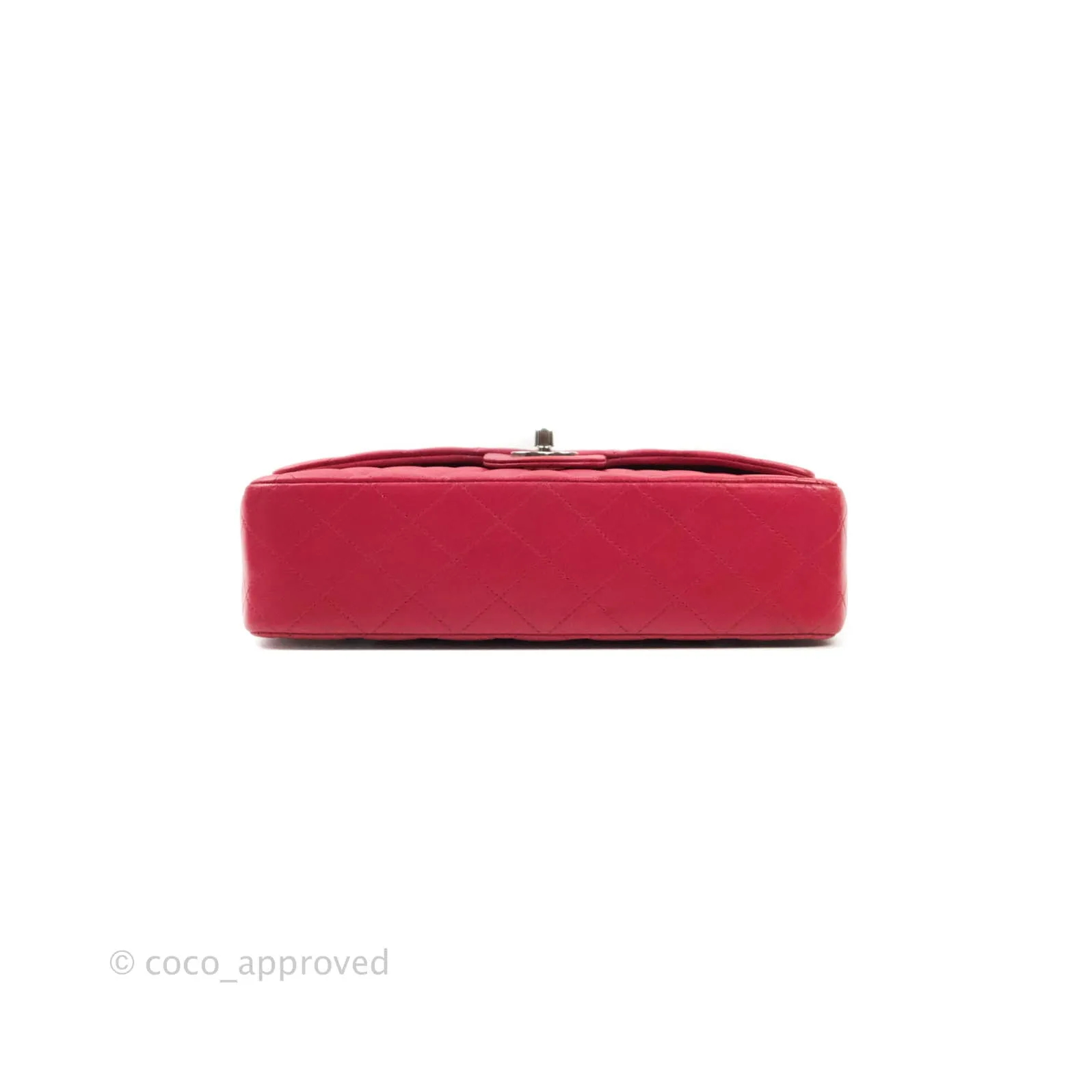 Chanel Classic M/L Medium Double Flap Red Lambskin Silver Hardware