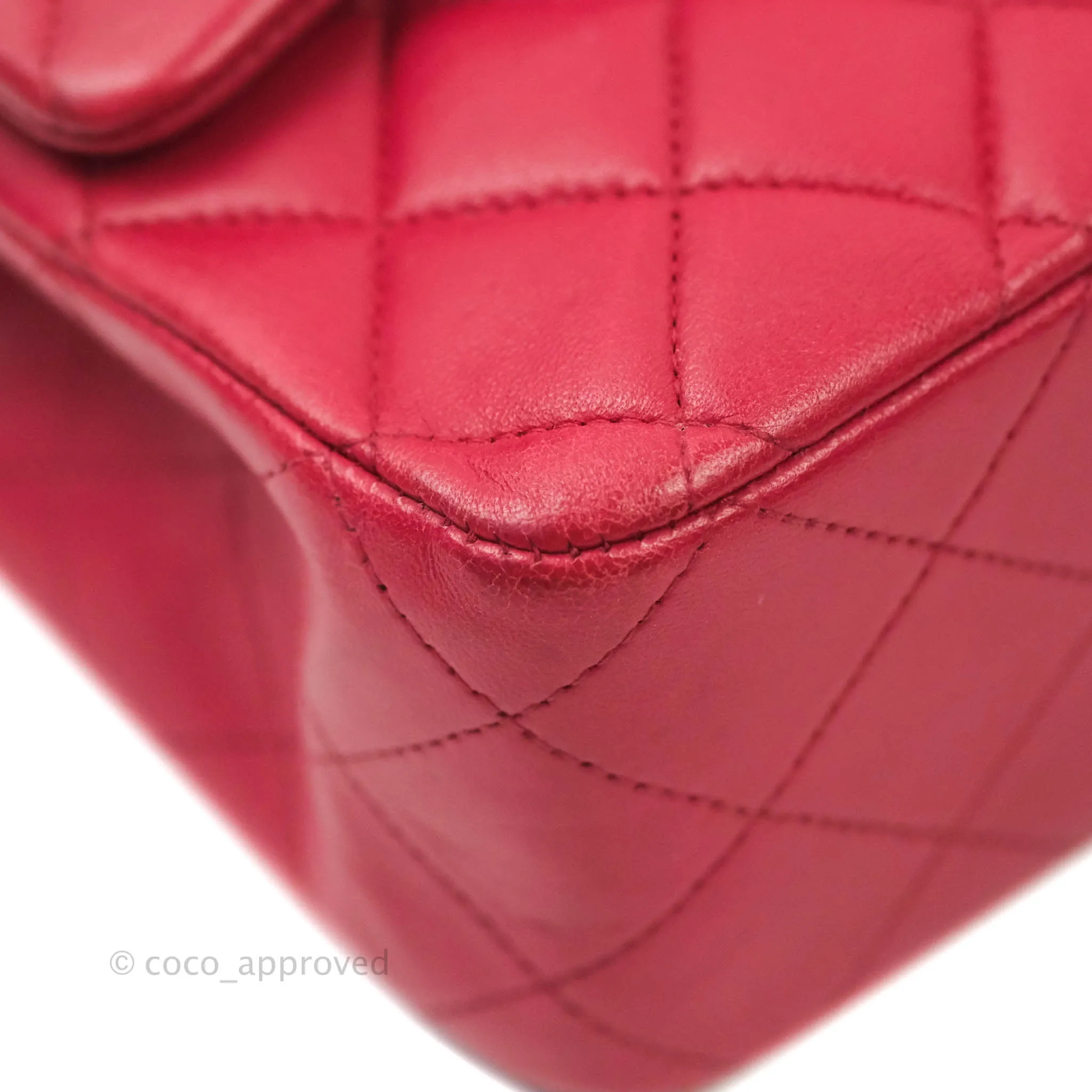 Chanel Classic M/L Medium Double Flap Red Lambskin Silver Hardware