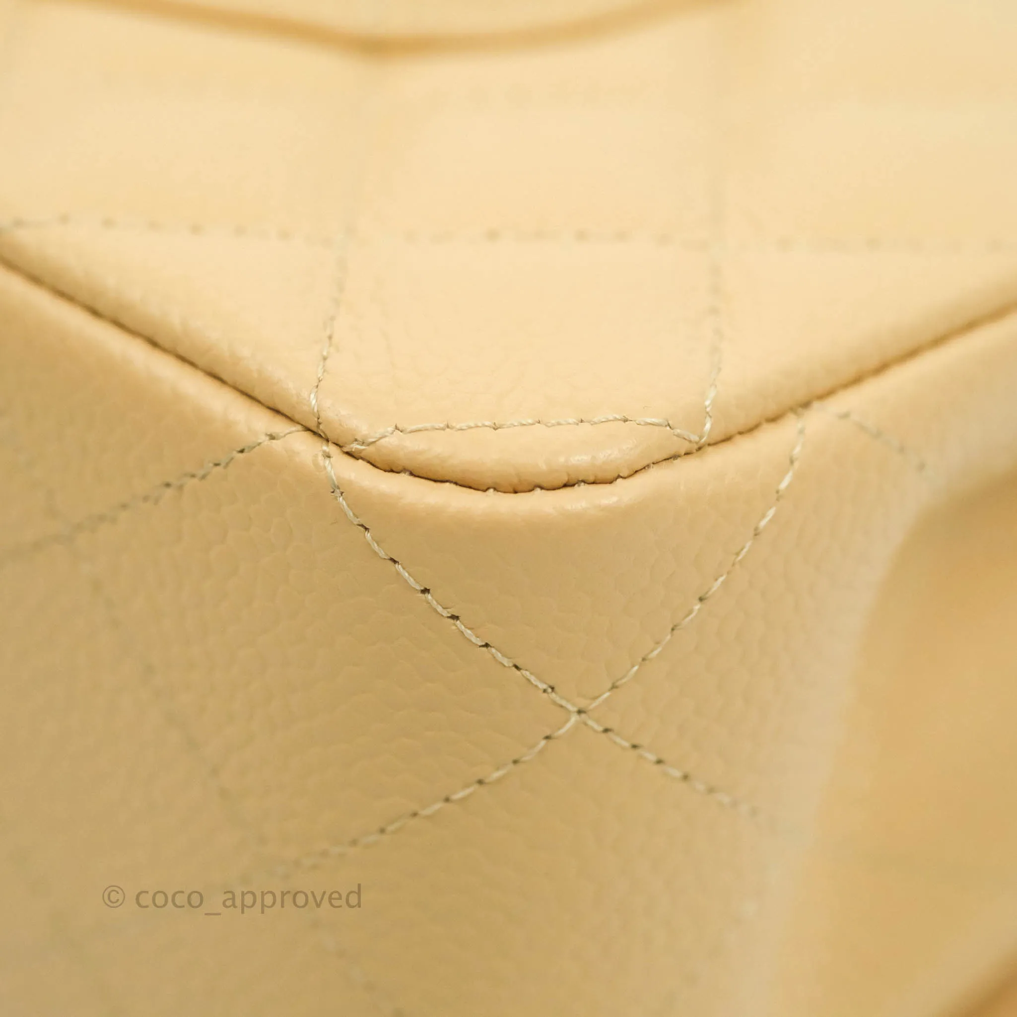 Chanel Classic M/L Medium Flap Quilted Beige Clair Caviar Gold Hardware