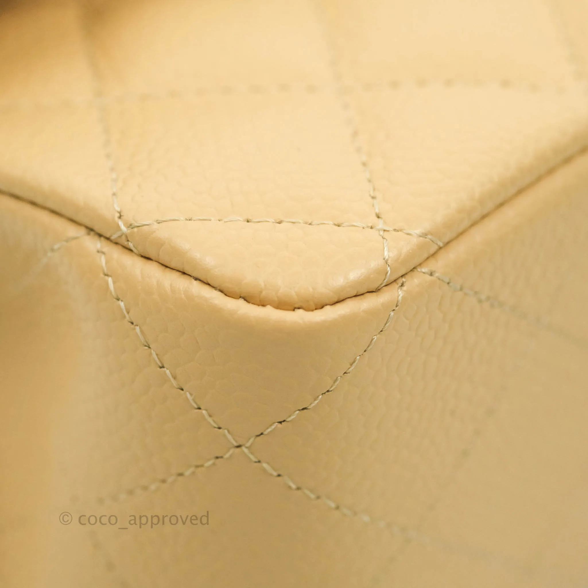 Chanel Classic M/L Medium Flap Quilted Beige Clair Caviar Gold Hardware