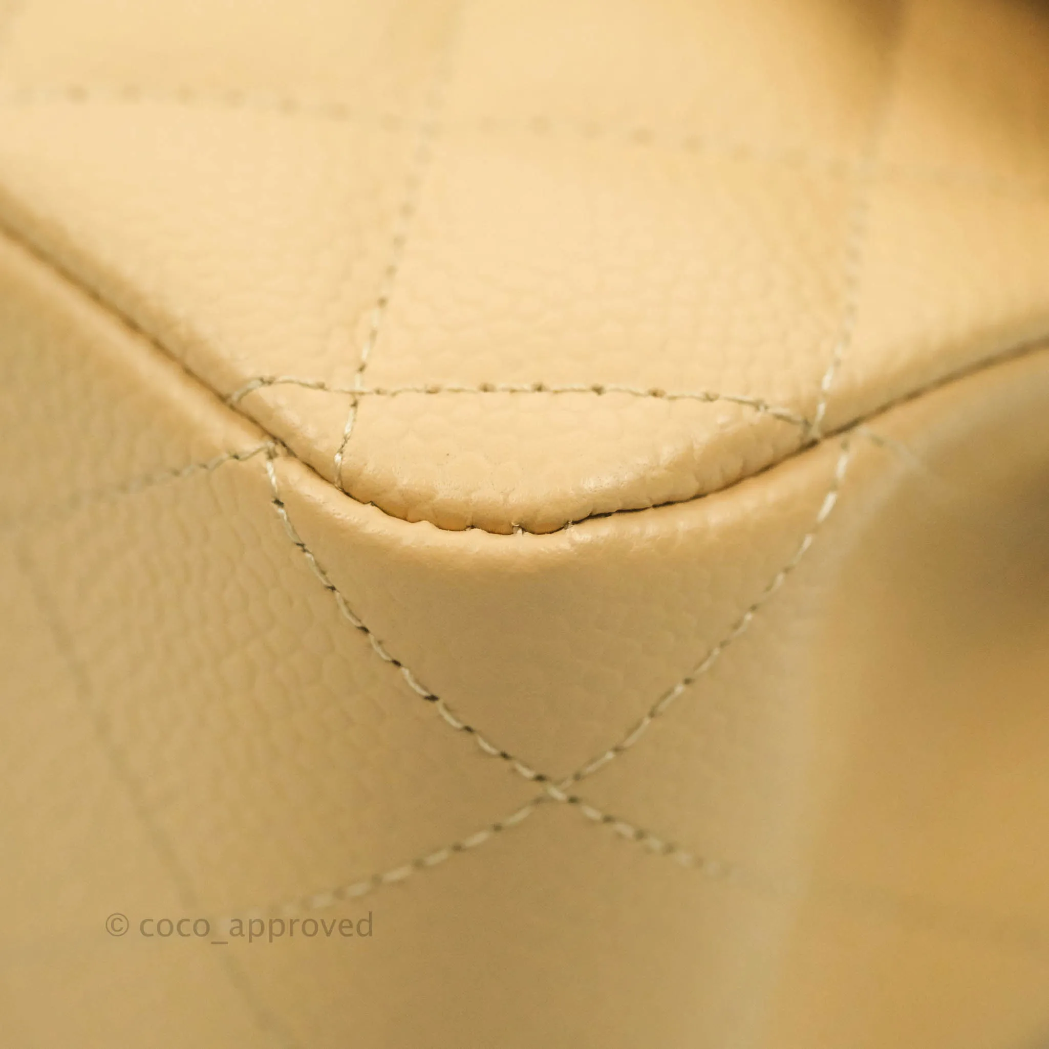 Chanel Classic M/L Medium Flap Quilted Beige Clair Caviar Gold Hardware