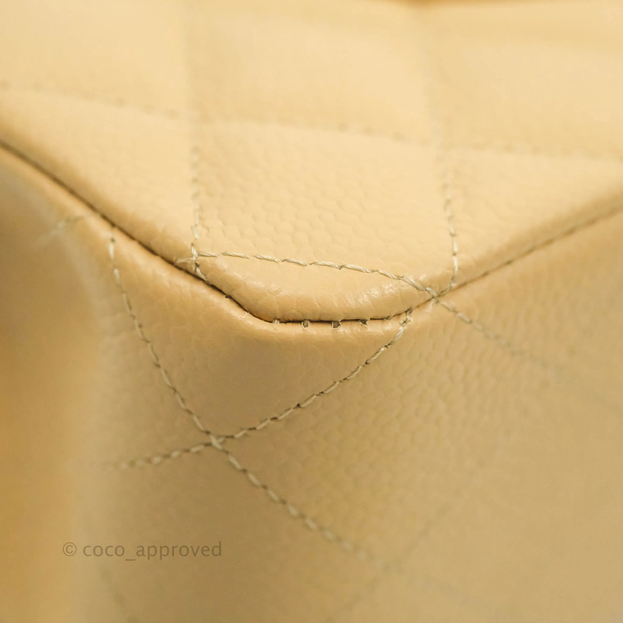Chanel Classic M/L Medium Flap Quilted Beige Clair Caviar Gold Hardware