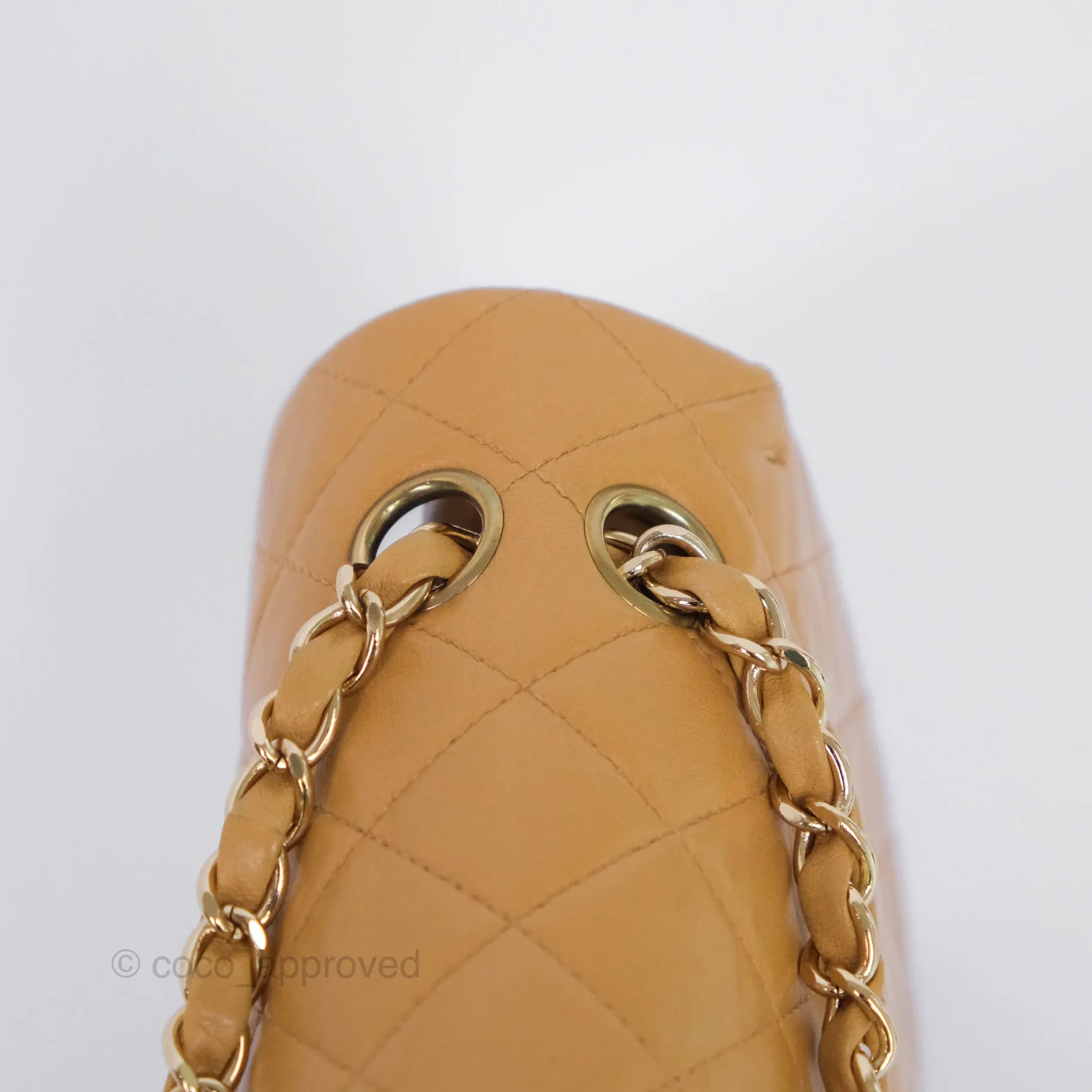 Chanel Classic M/L Medium Flap Quilted Beige Lambskin 24K Gold Hardware