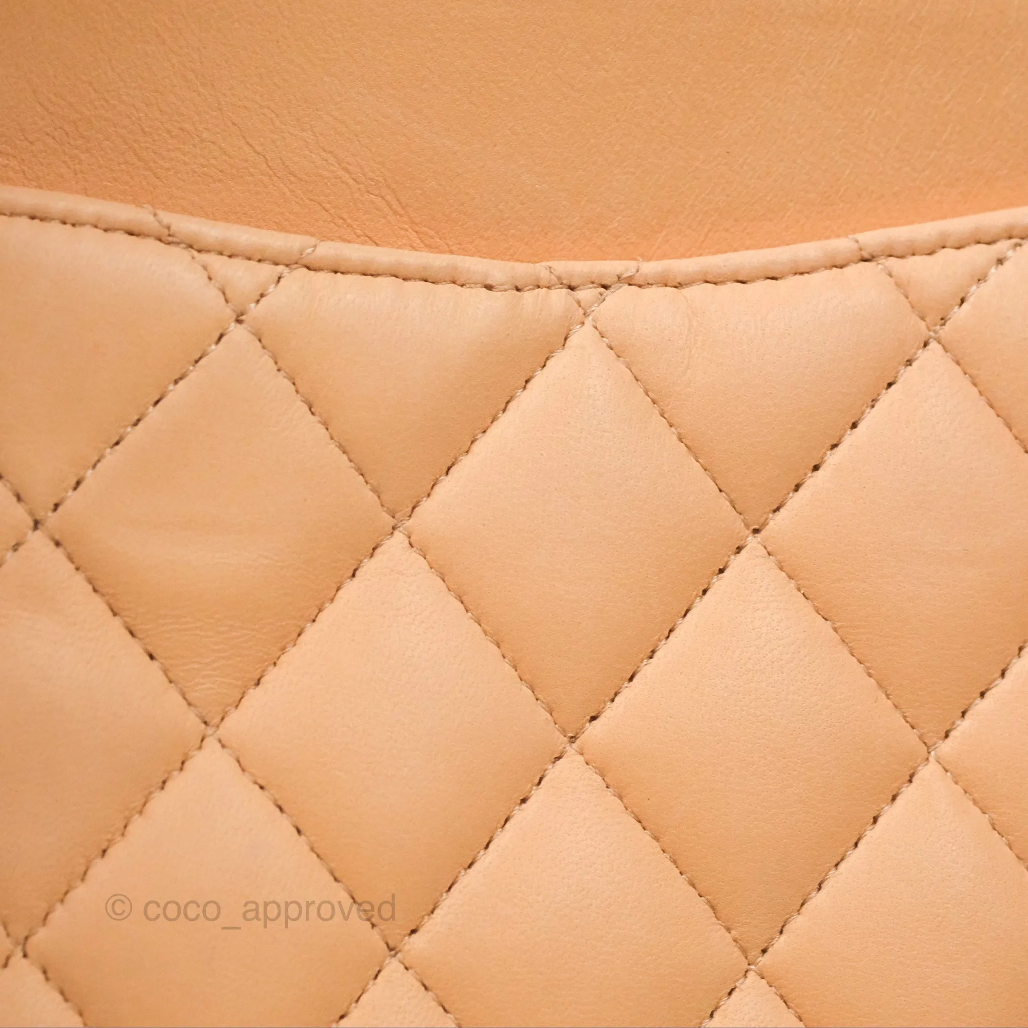 Chanel Classic M/L Medium Flap Quilted Beige Pink Lambskin Gold Hardware