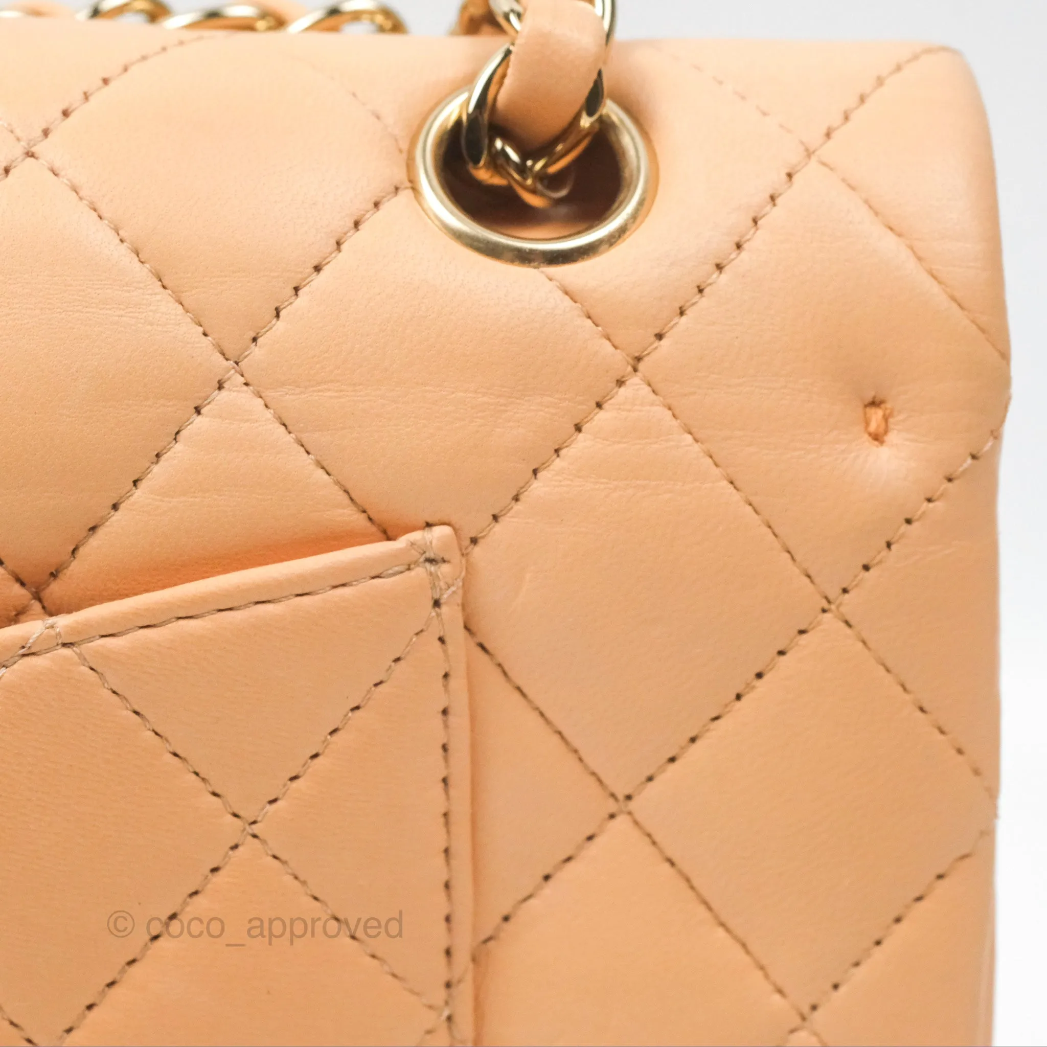 Chanel Classic M/L Medium Flap Quilted Beige Pink Lambskin Gold Hardware