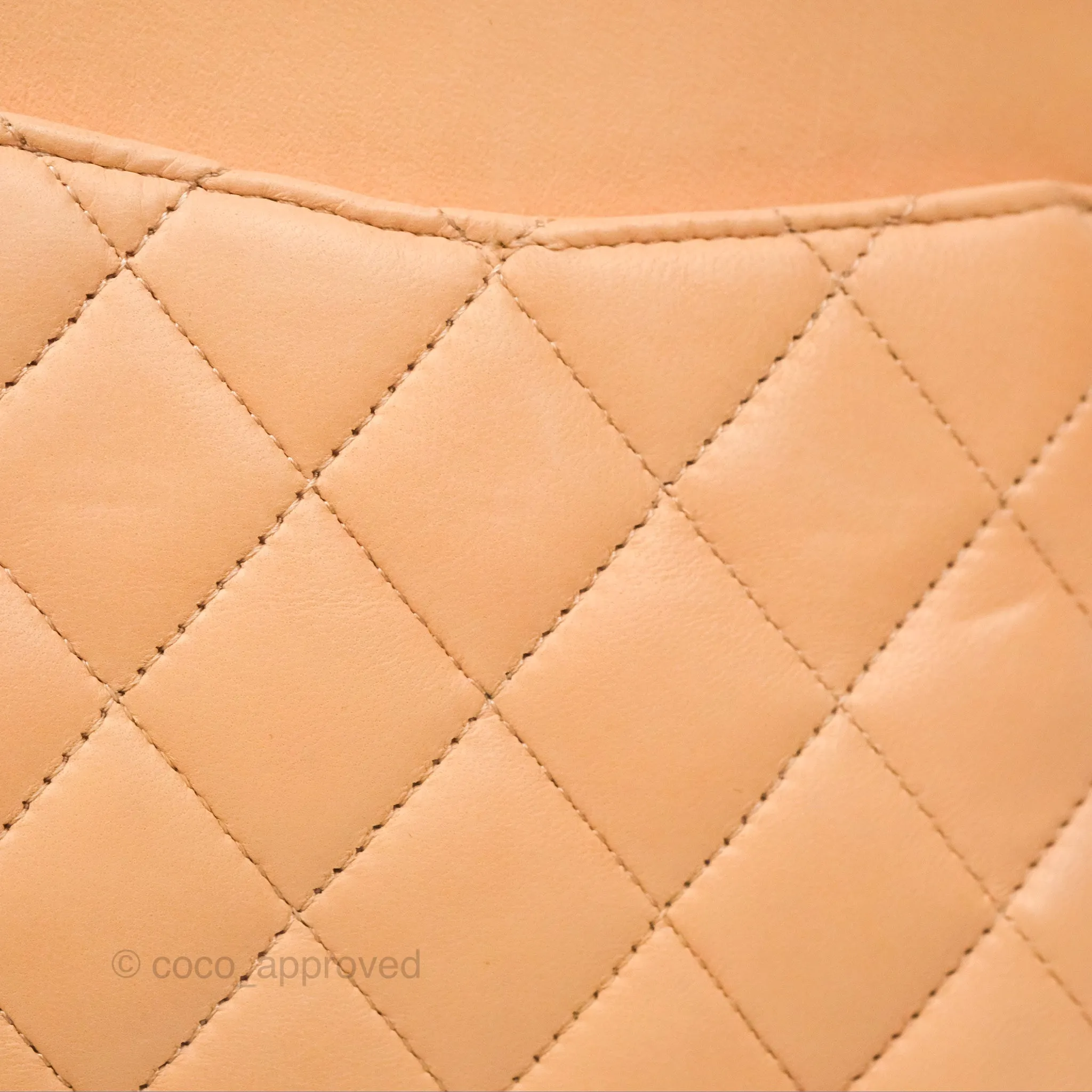 Chanel Classic M/L Medium Flap Quilted Beige Pink Lambskin Gold Hardware