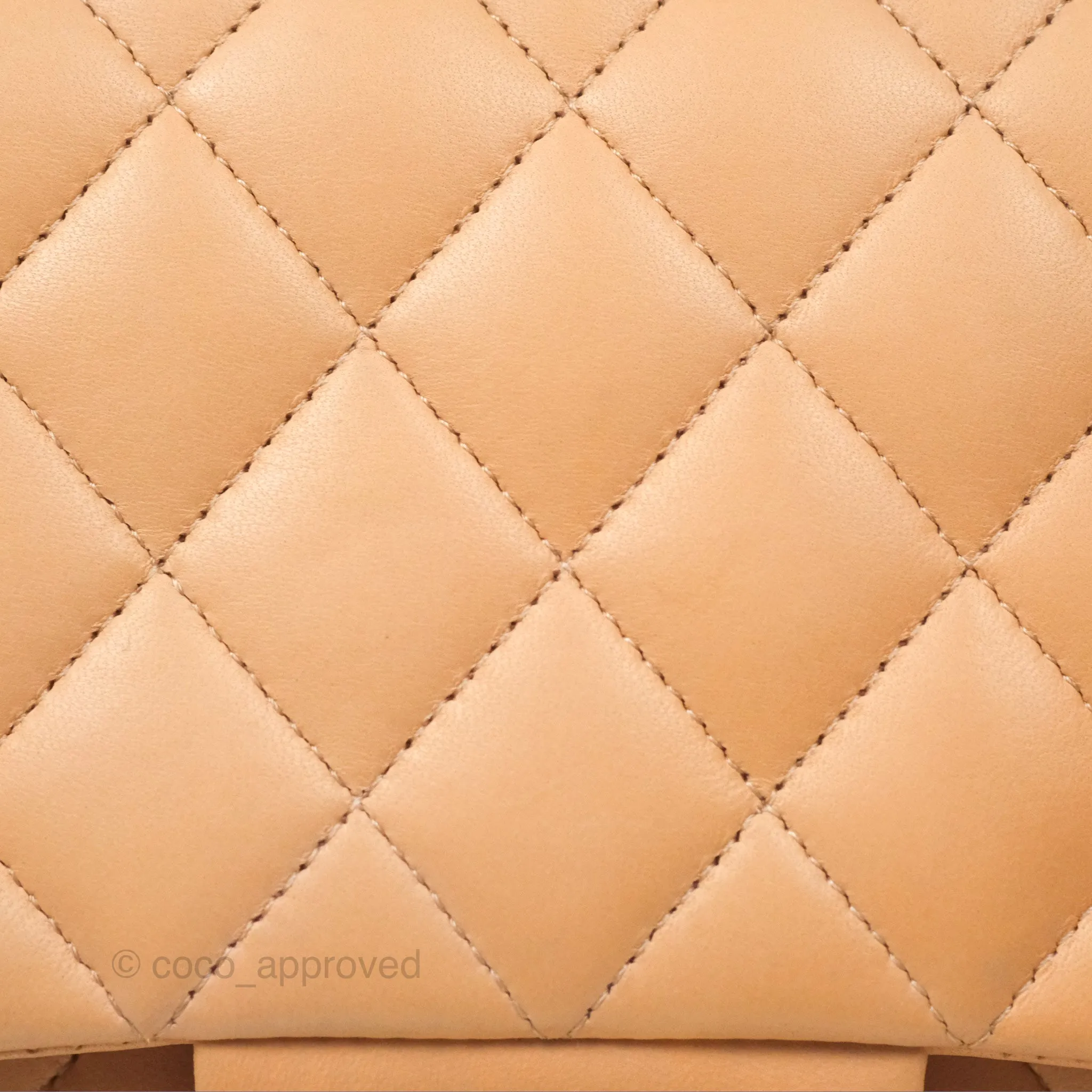 Chanel Classic M/L Medium Flap Quilted Beige Pink Lambskin Gold Hardware