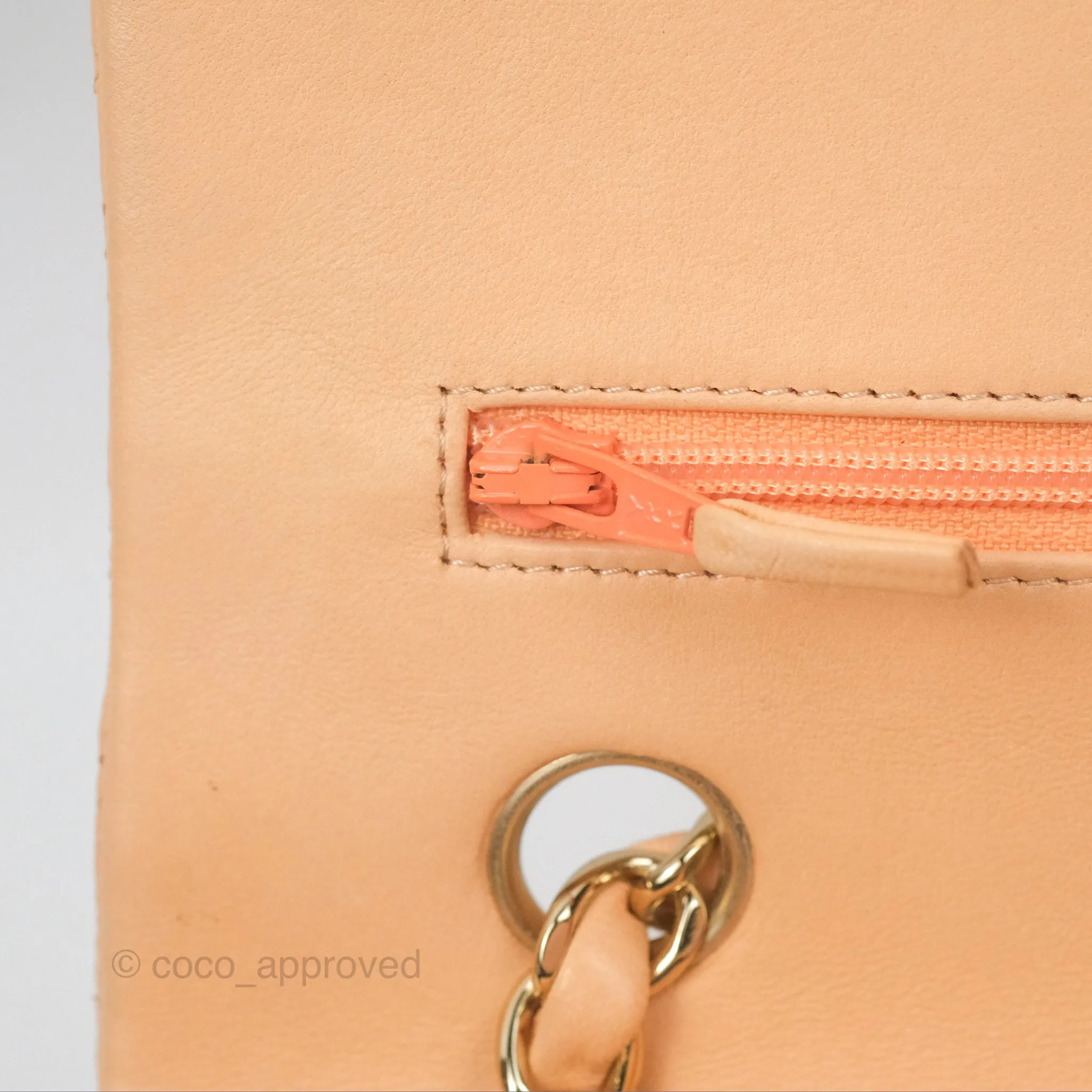 Chanel Classic M/L Medium Flap Quilted Beige Pink Lambskin Gold Hardware